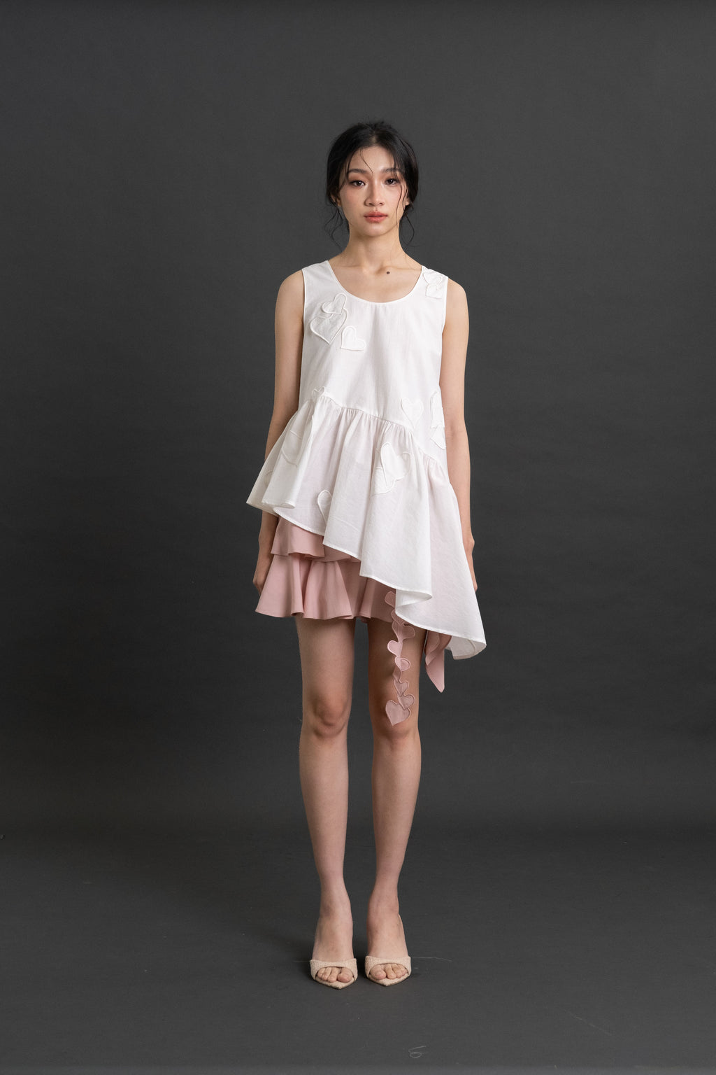 DA Hearts Sleeveless Top in Buttermilk