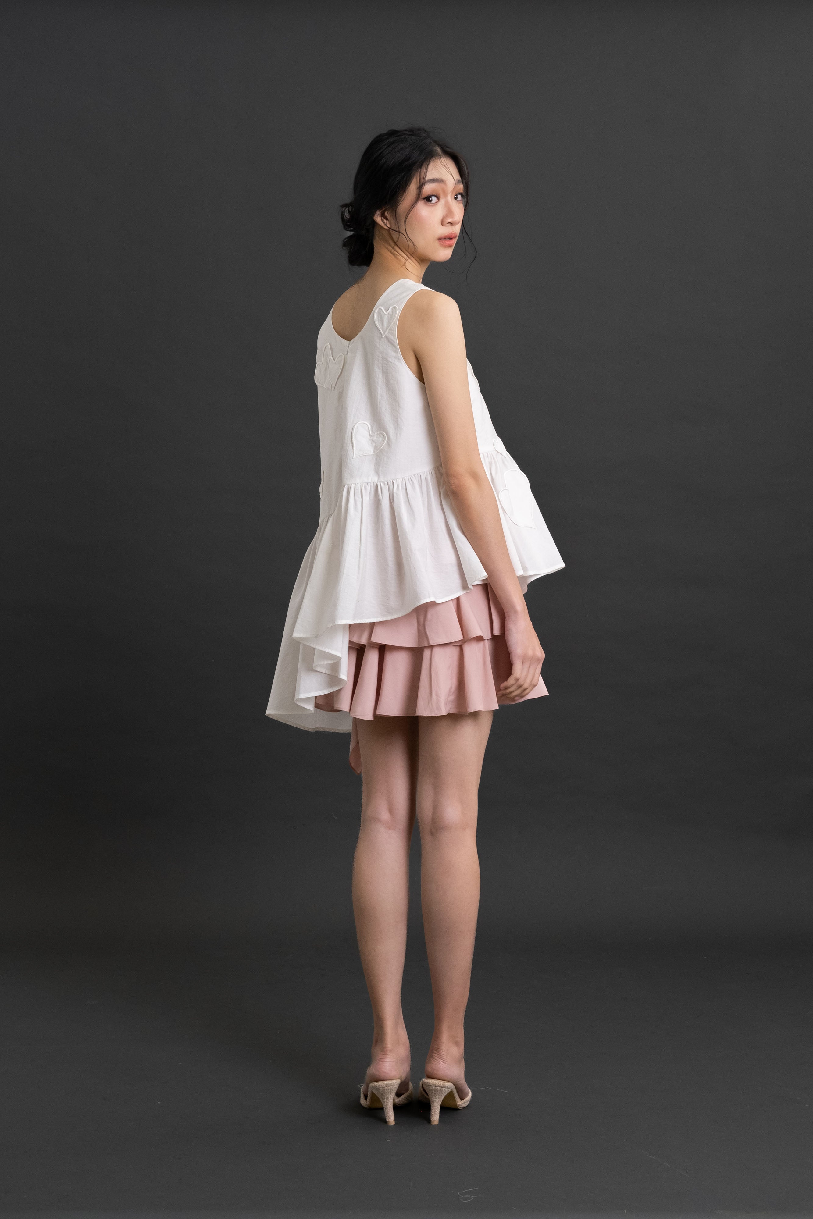 DA Hearts Sleeveless Top in Buttermilk