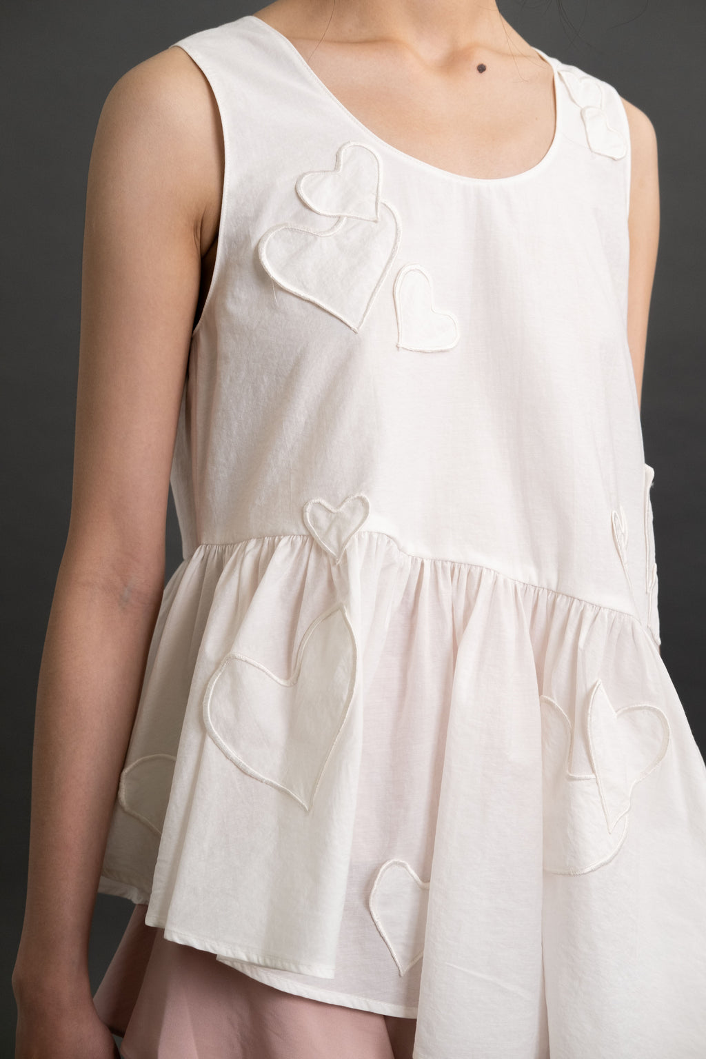 DA Hearts Sleeveless Top in Buttermilk