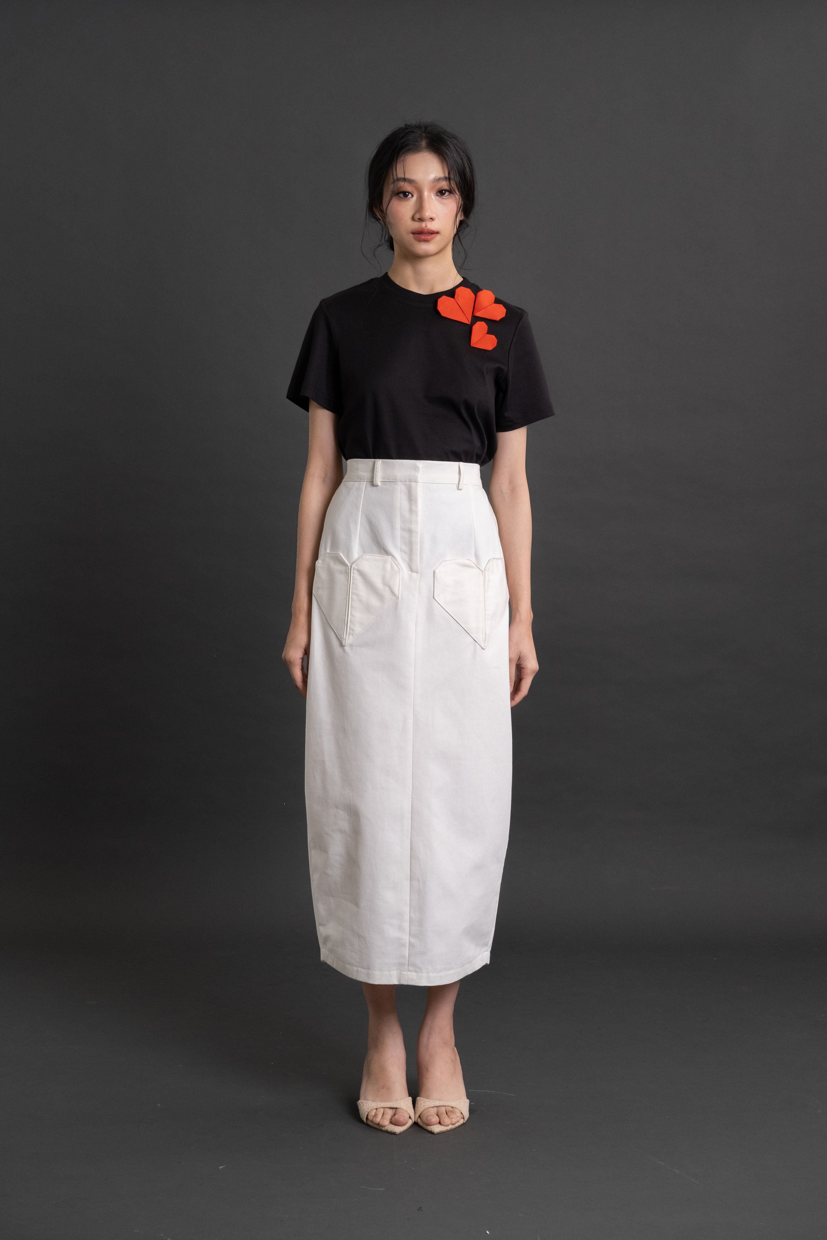 DA Origami Pocket Skirt in Buttermilk