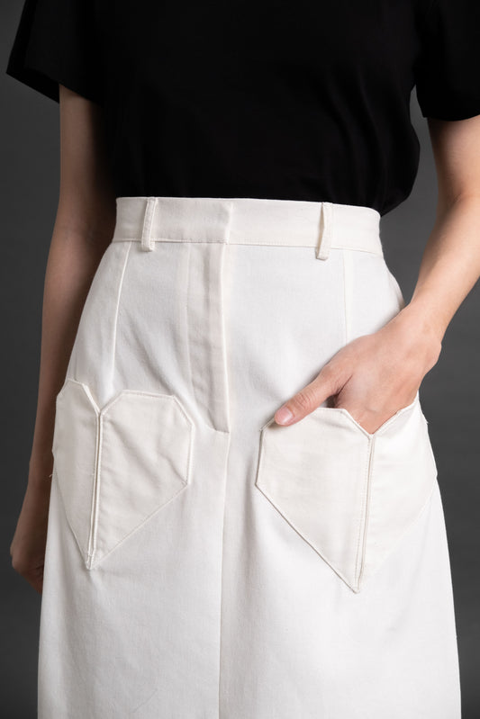 DA Origami Pocket Skirt in Buttermilk
