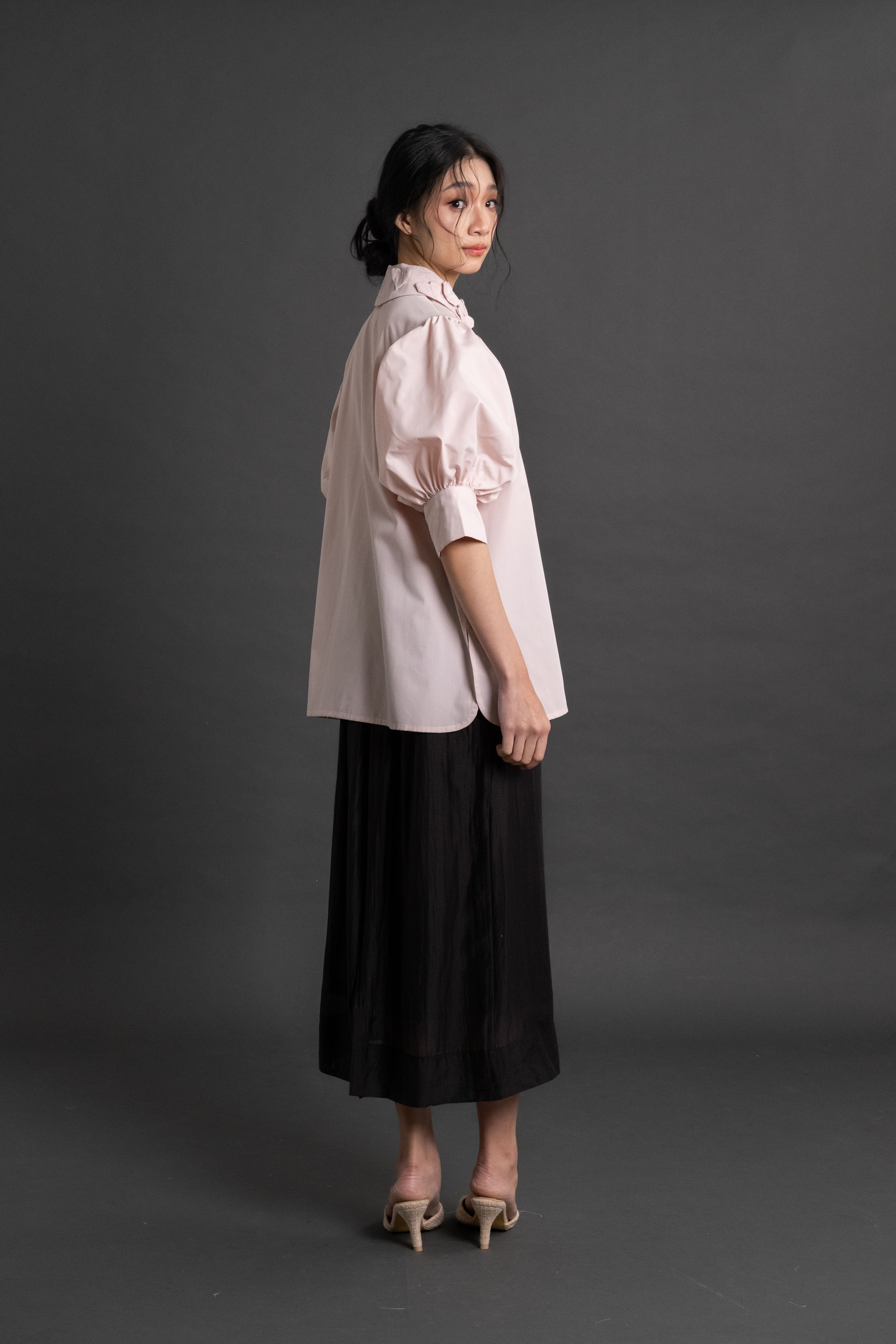 DA Origami Collar Puff Shirt in Hey Baby