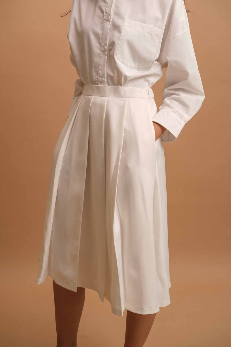 Plain & Plaid Pleated Skirt