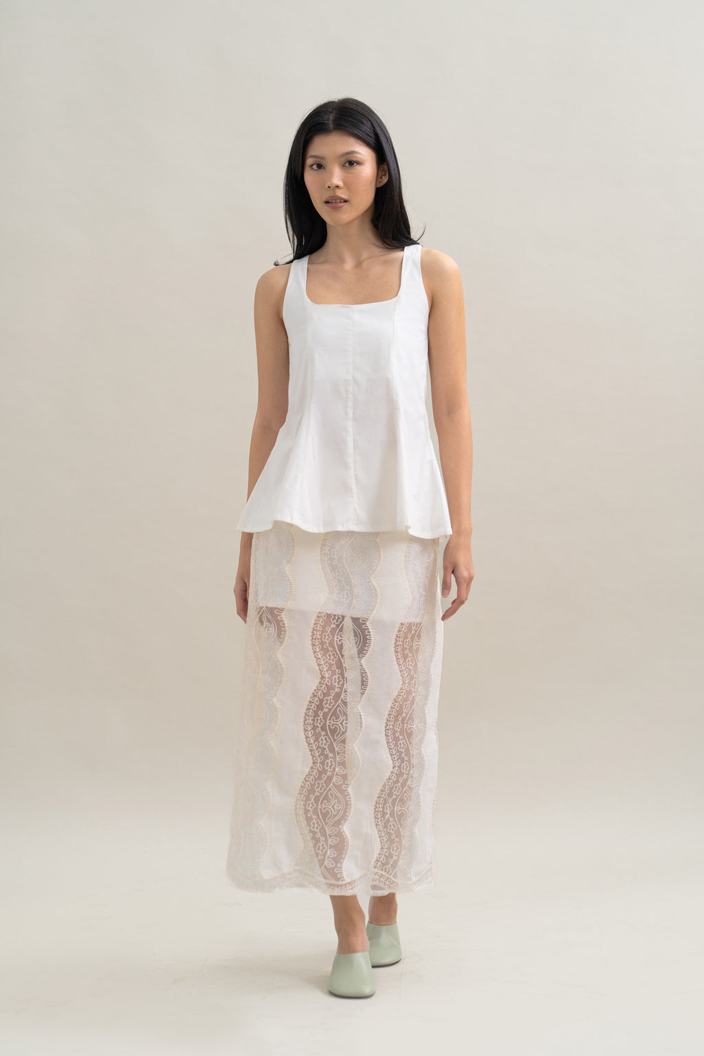 TM Peplum Top in Buttermilk