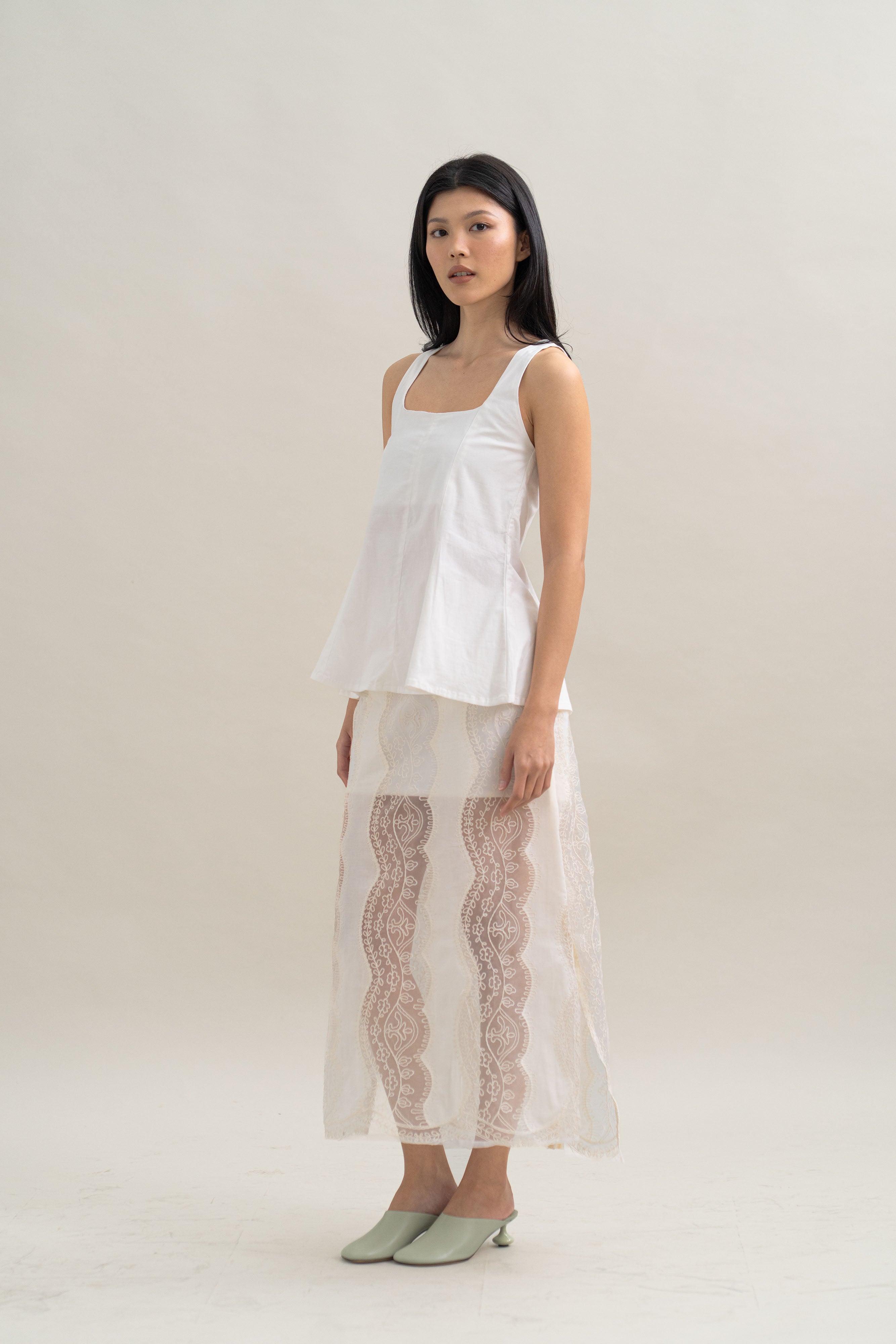 TM Peplum Top in Buttermilk