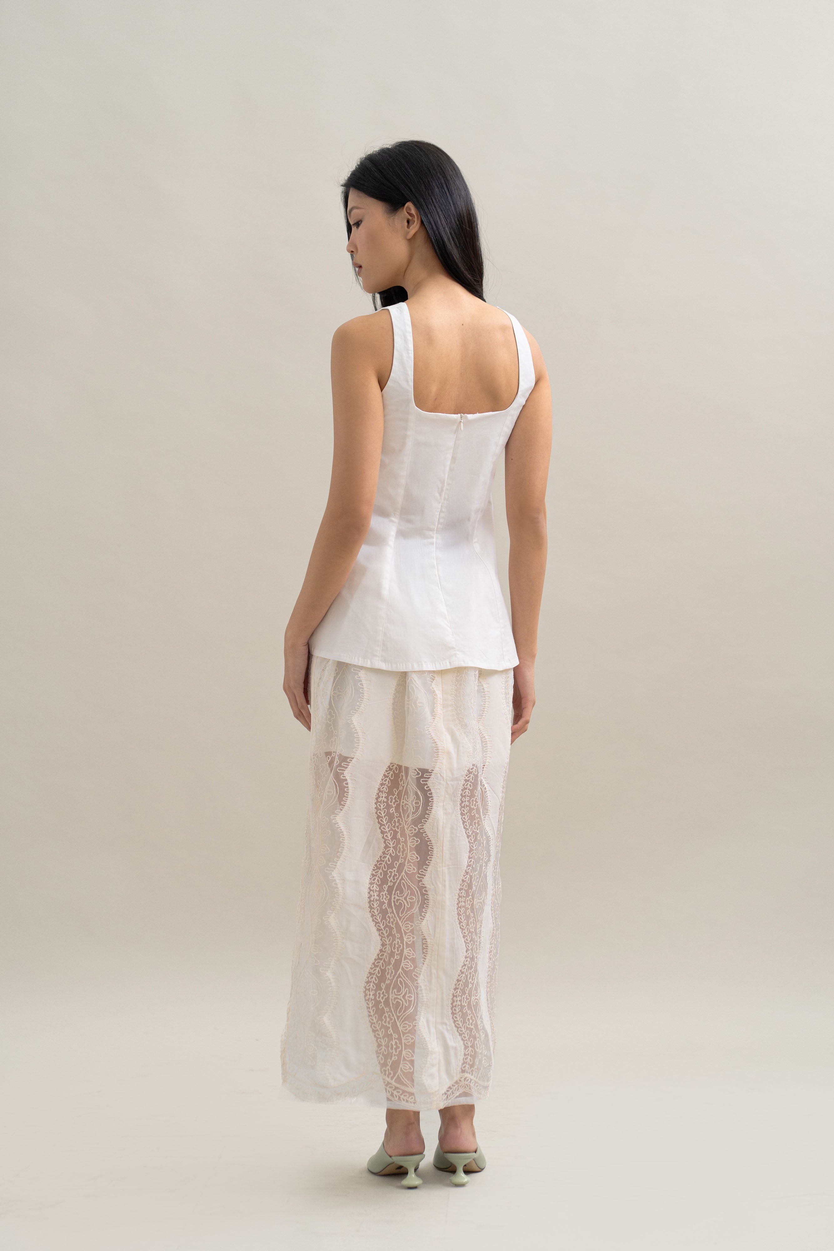 TM Peplum Top in Buttermilk