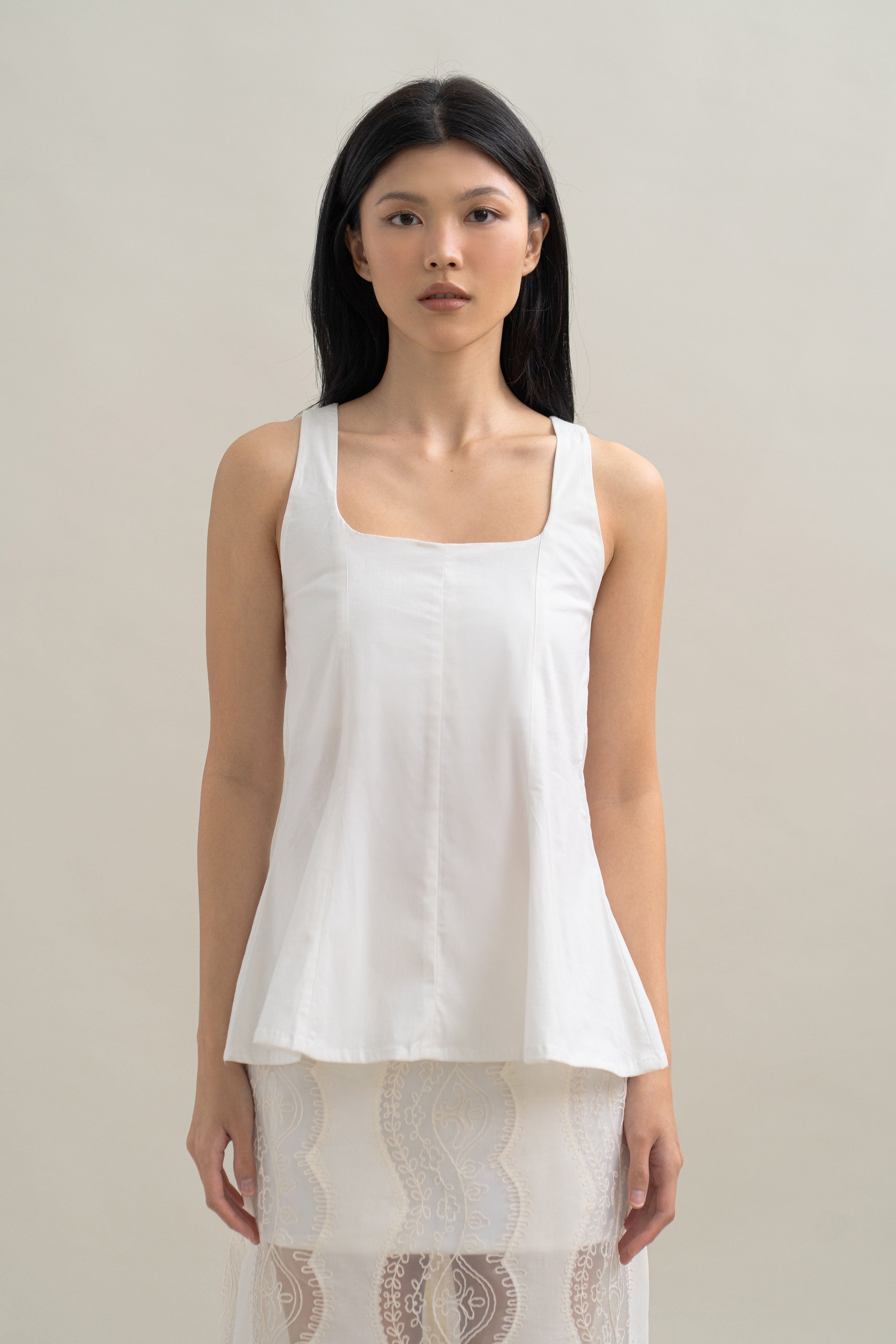 TM Peplum Top in Buttermilk