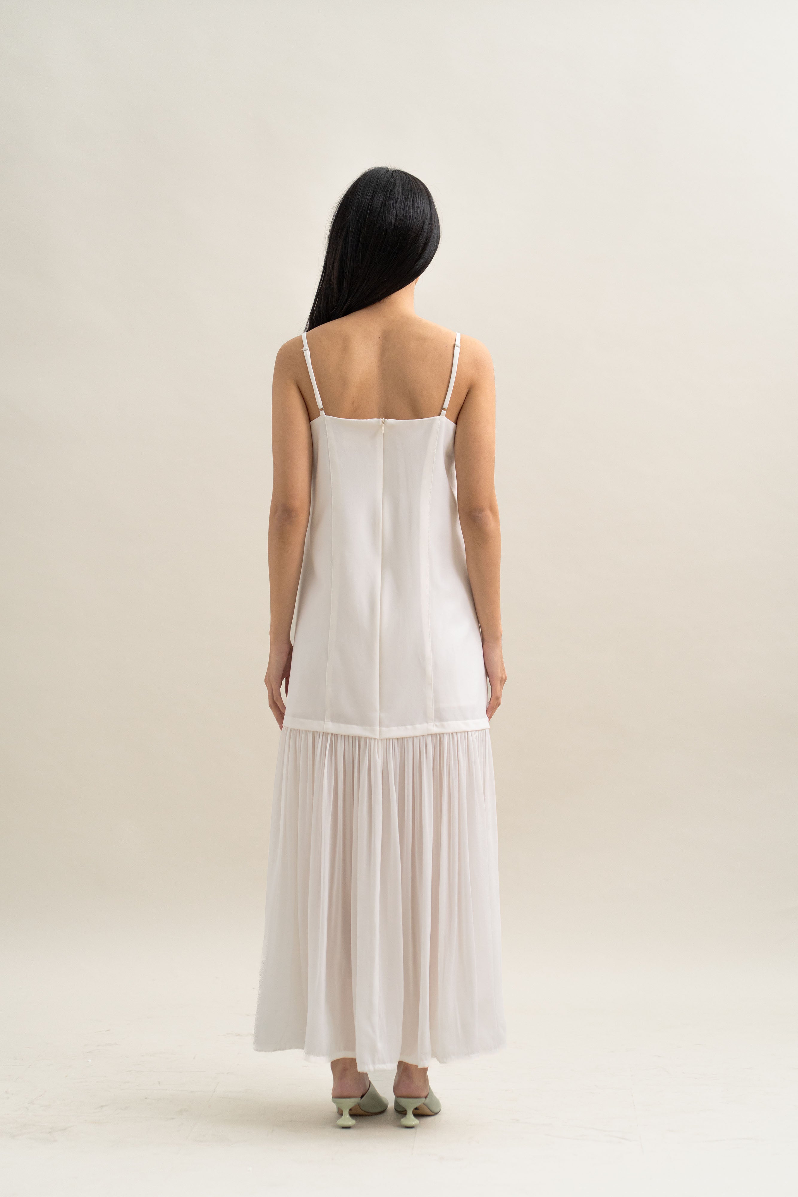 TM Pleated Dress in Buttermilk