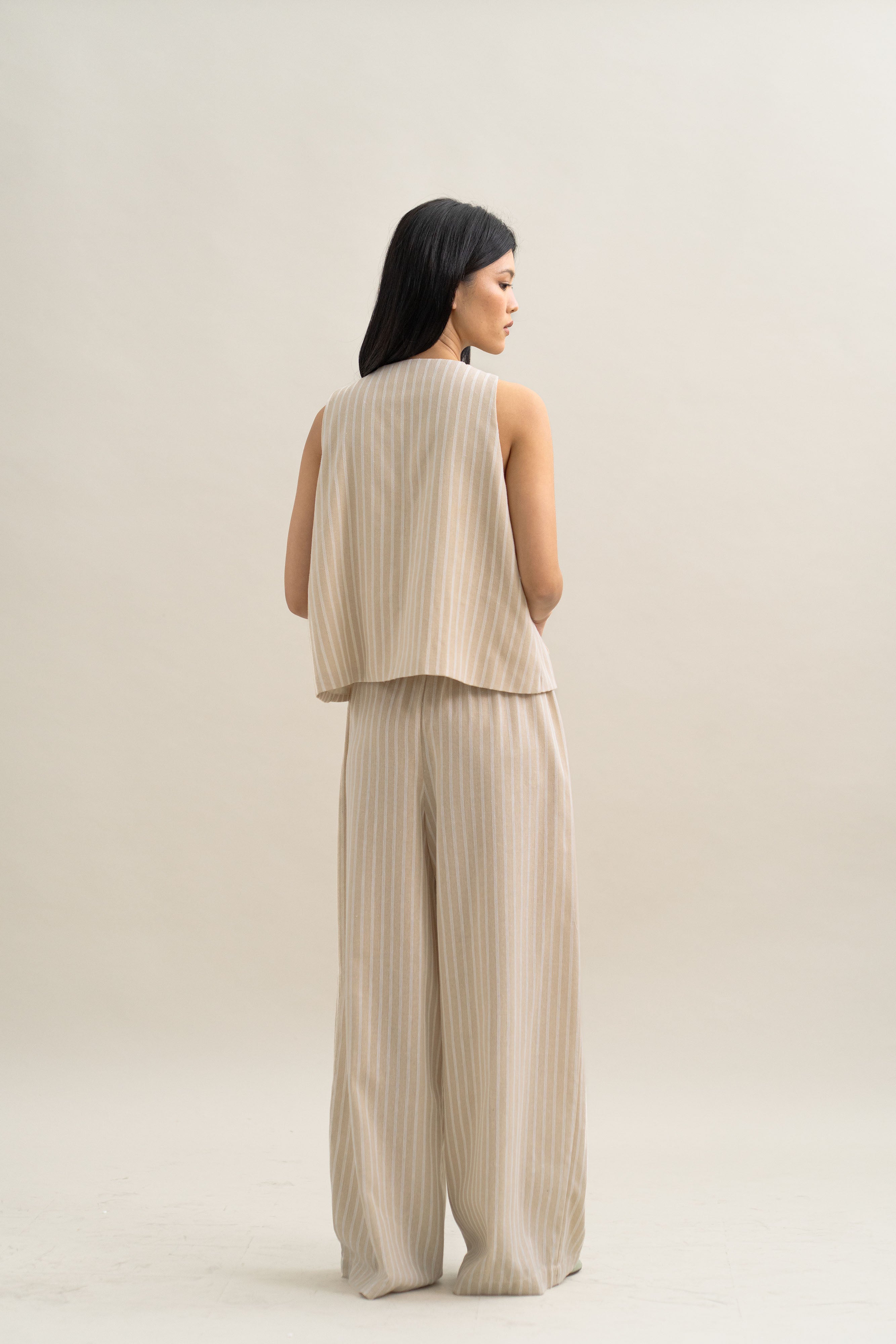 TM Stripe Vest in Oat