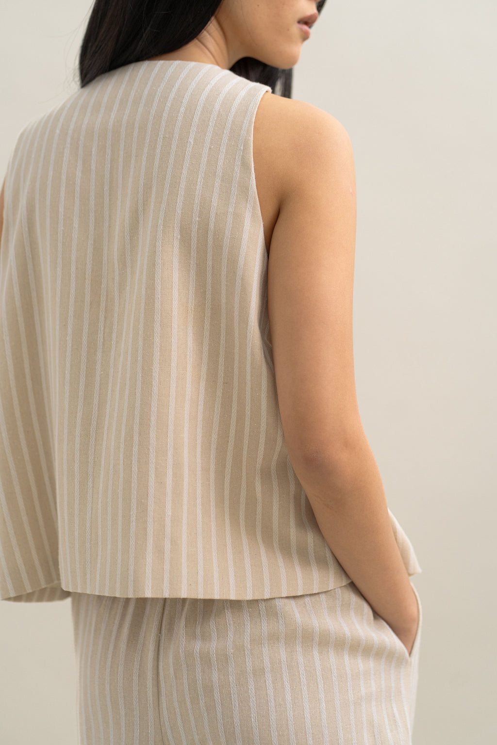 TM Stripe Vest in Oat