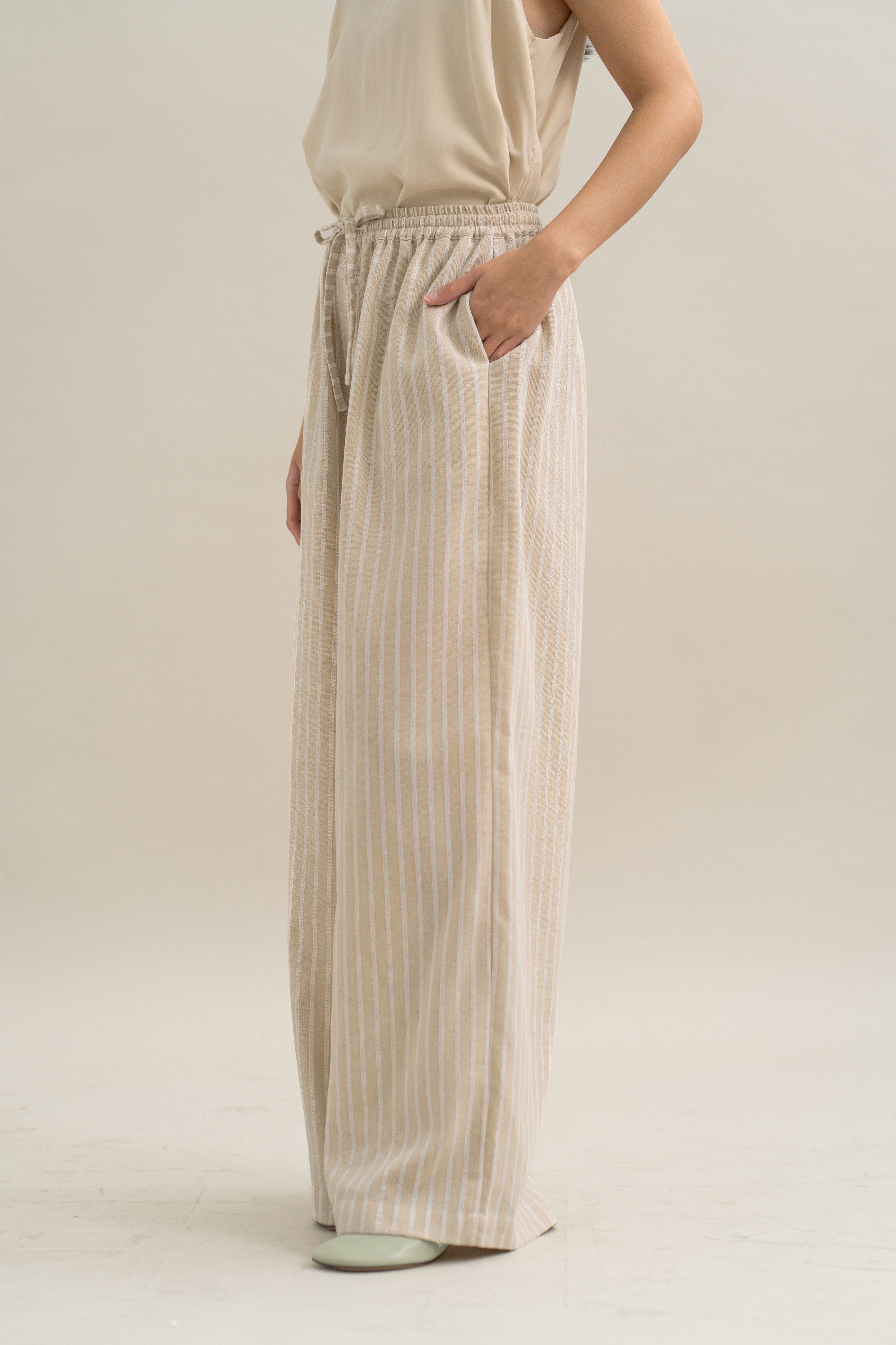 TM Stripe Pants in Oat