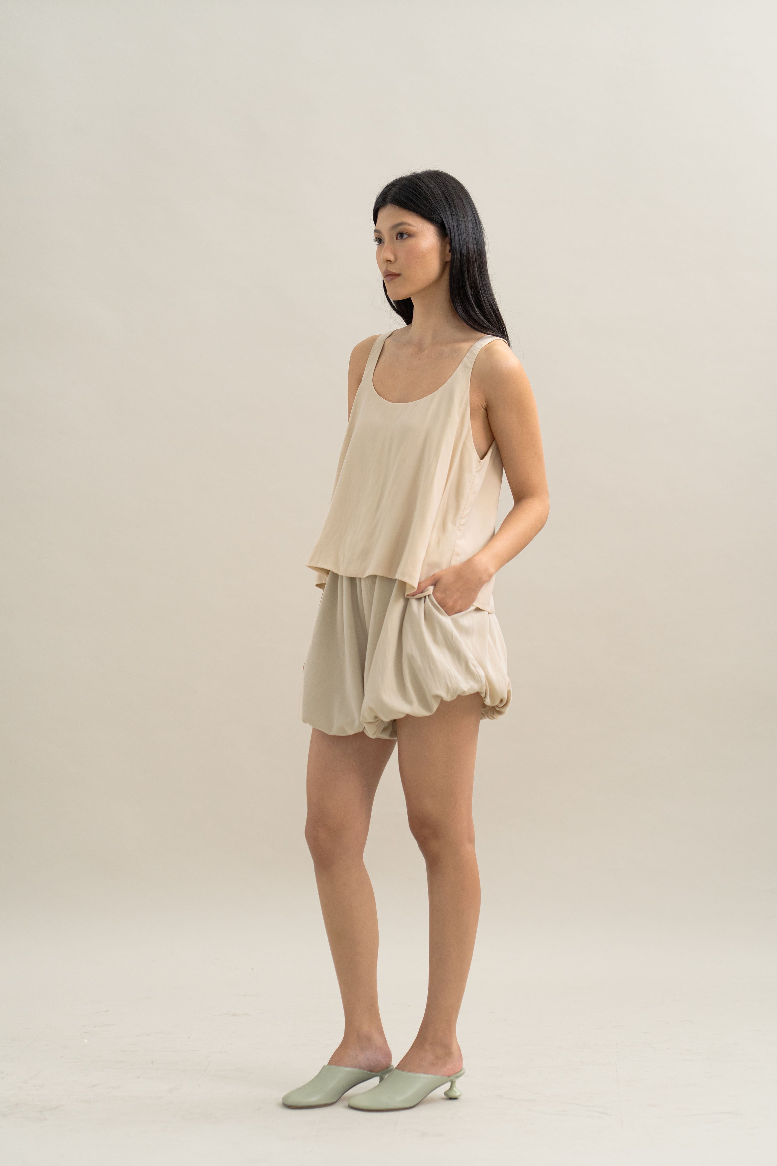 TM Puff Shorts in Cream