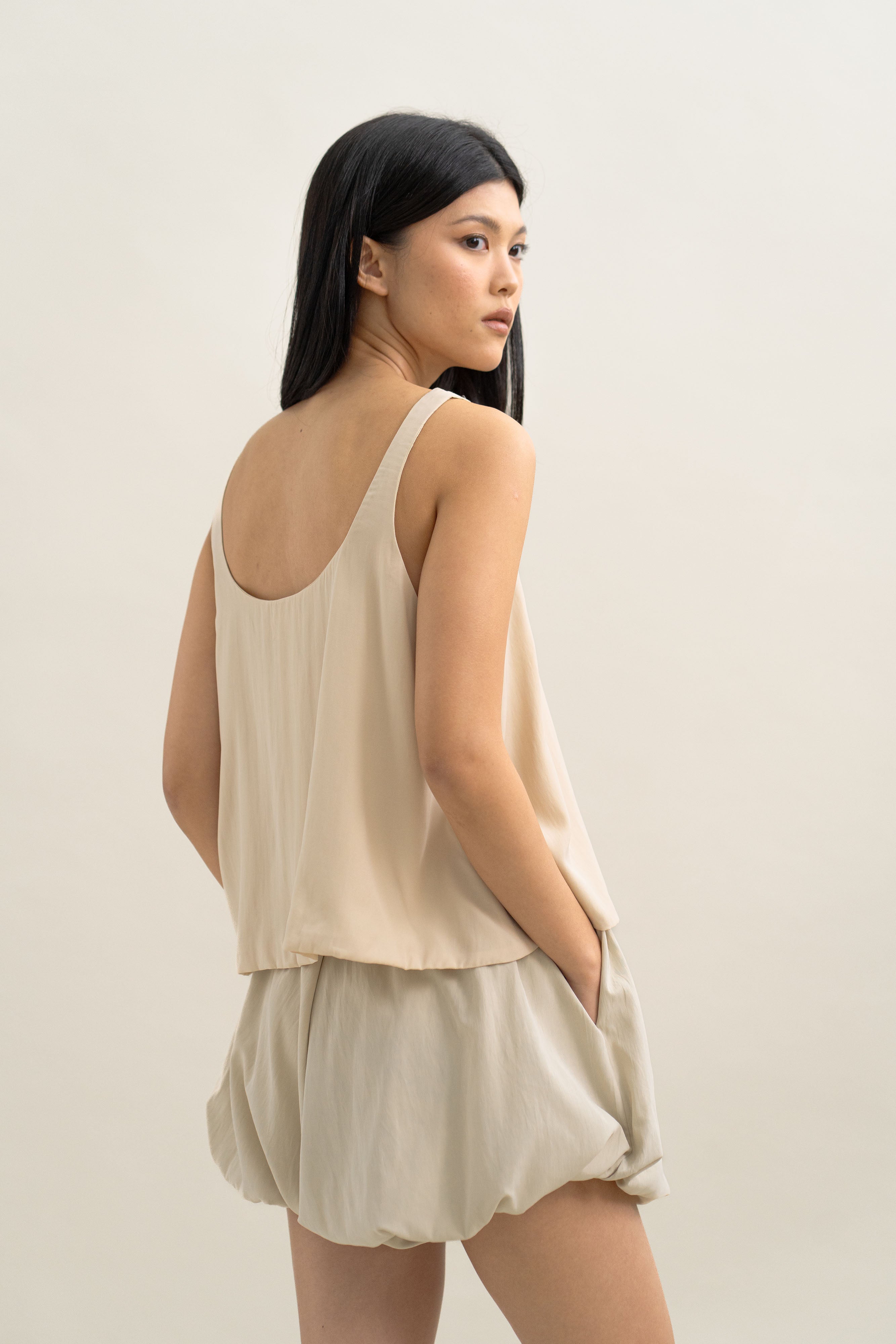 TM Puff Shorts in Cream