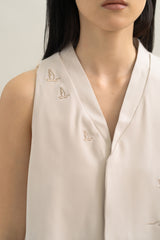 WTP Embroidery Vest in Beige
