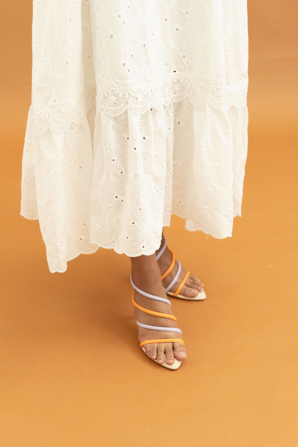 TM Embroidery Bloom Long Dress in Buttermilk