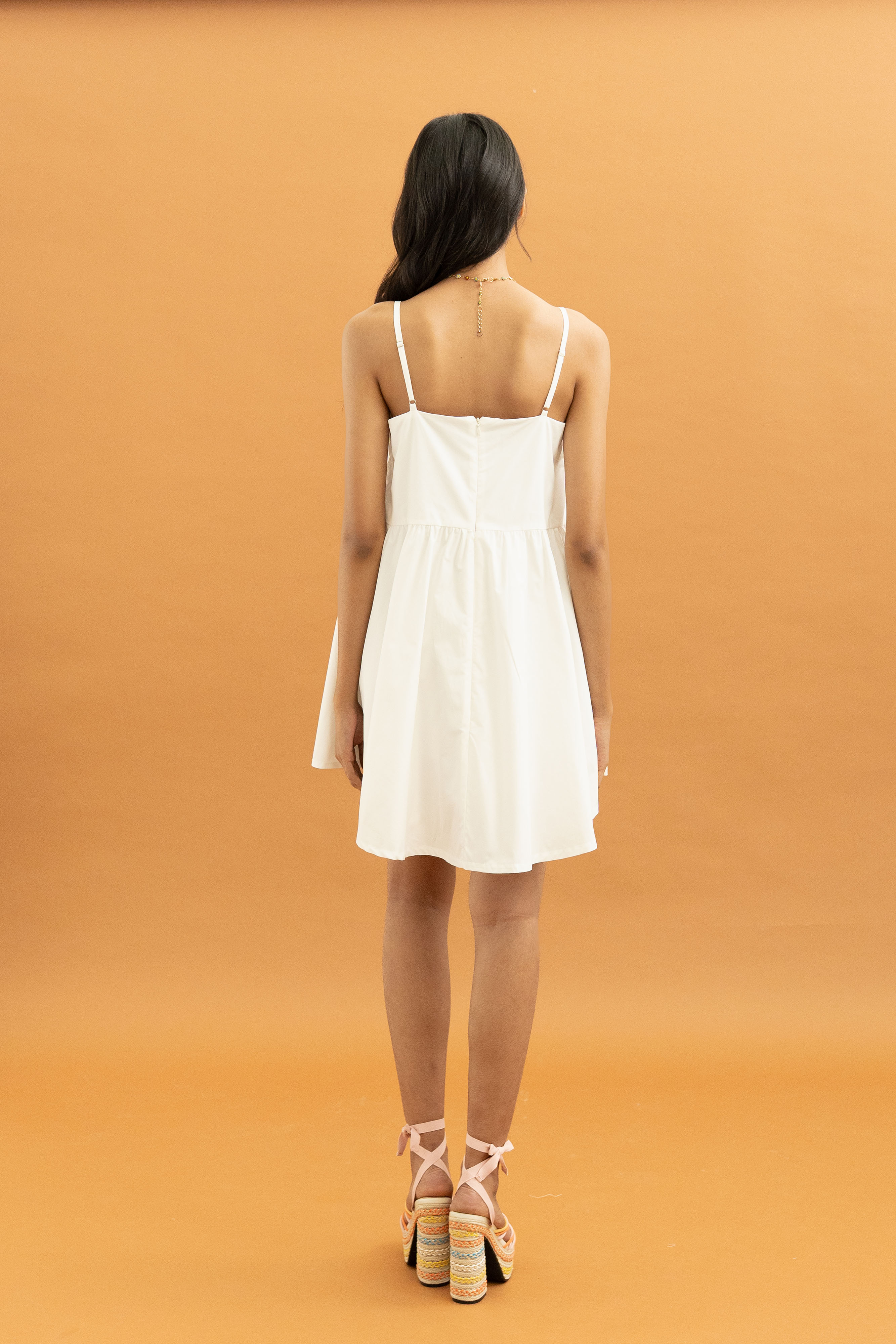 TM Embroidery Mini Dress in Buttermilk