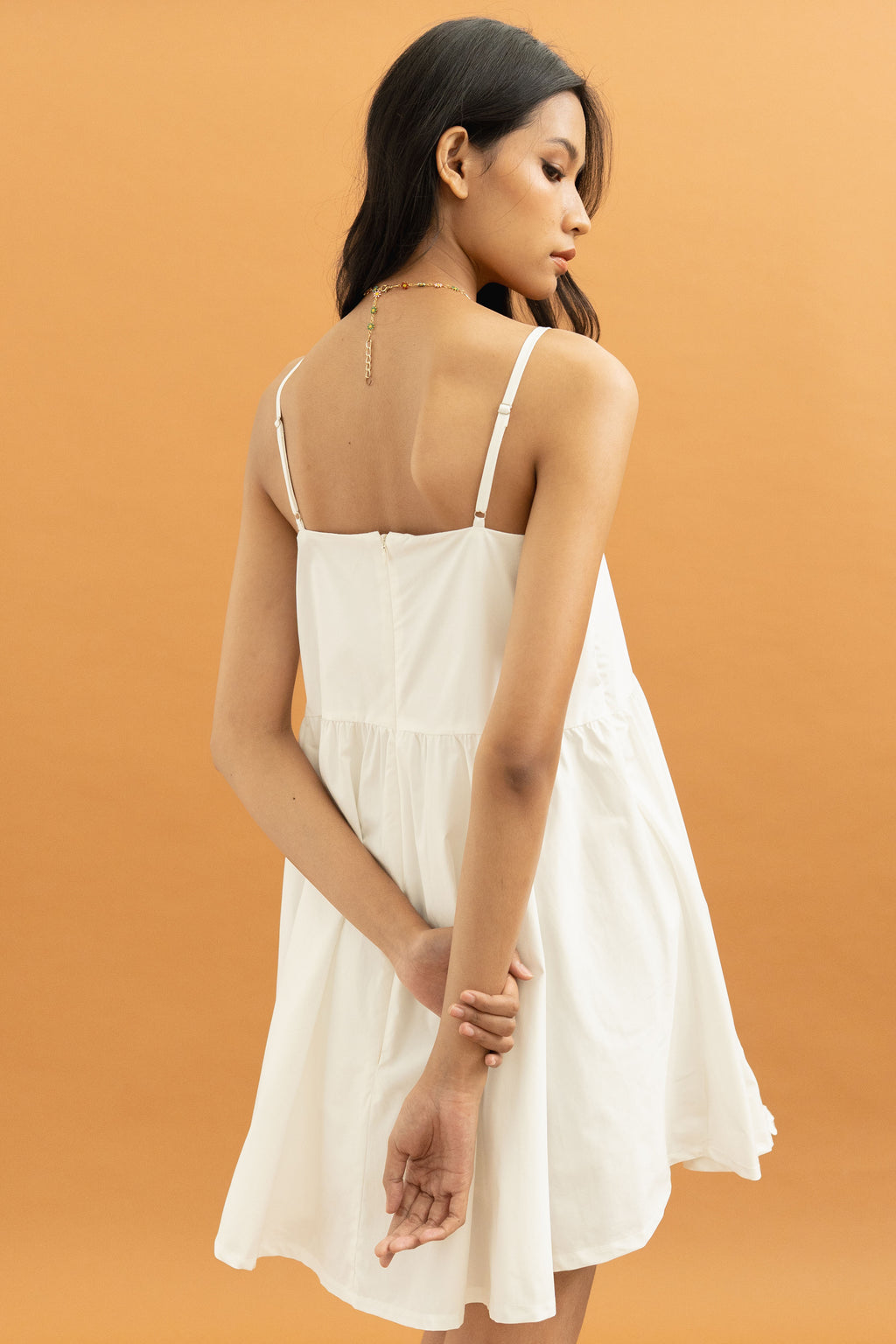 TM Embroidery Mini Dress in Buttermilk