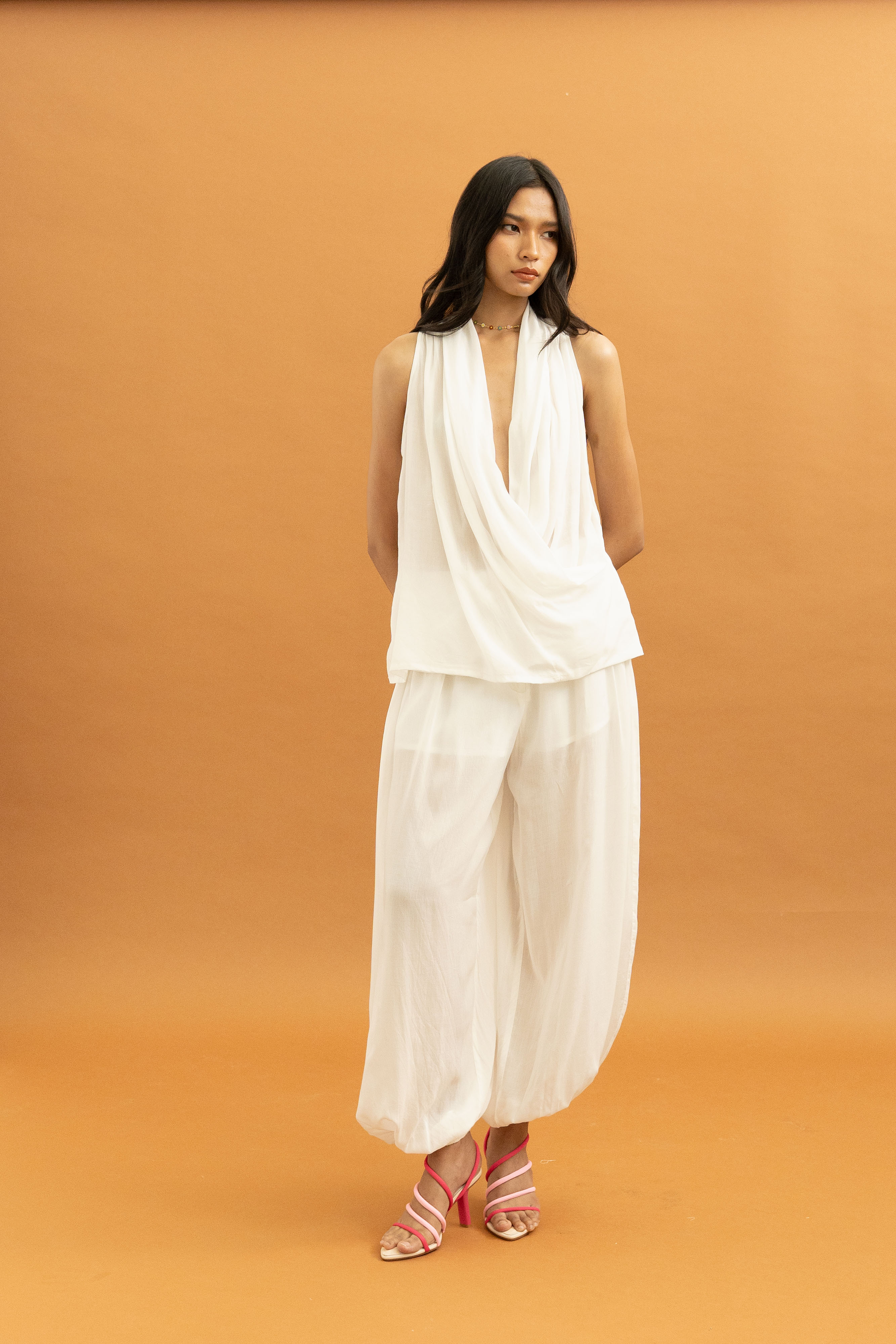 TM Sleeveless V Top in Buttermilk
