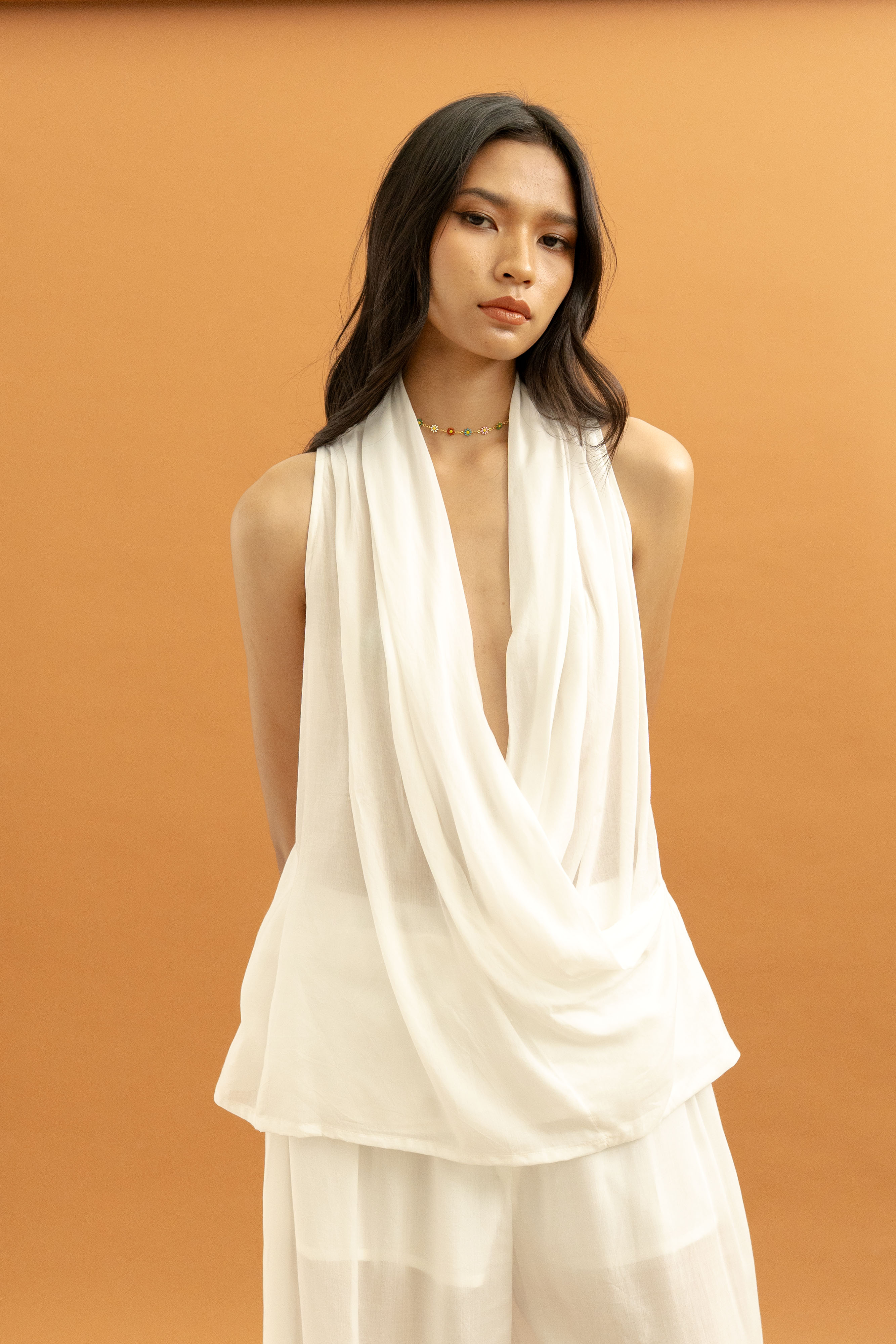 TM Sleeveless V Top in Buttermilk