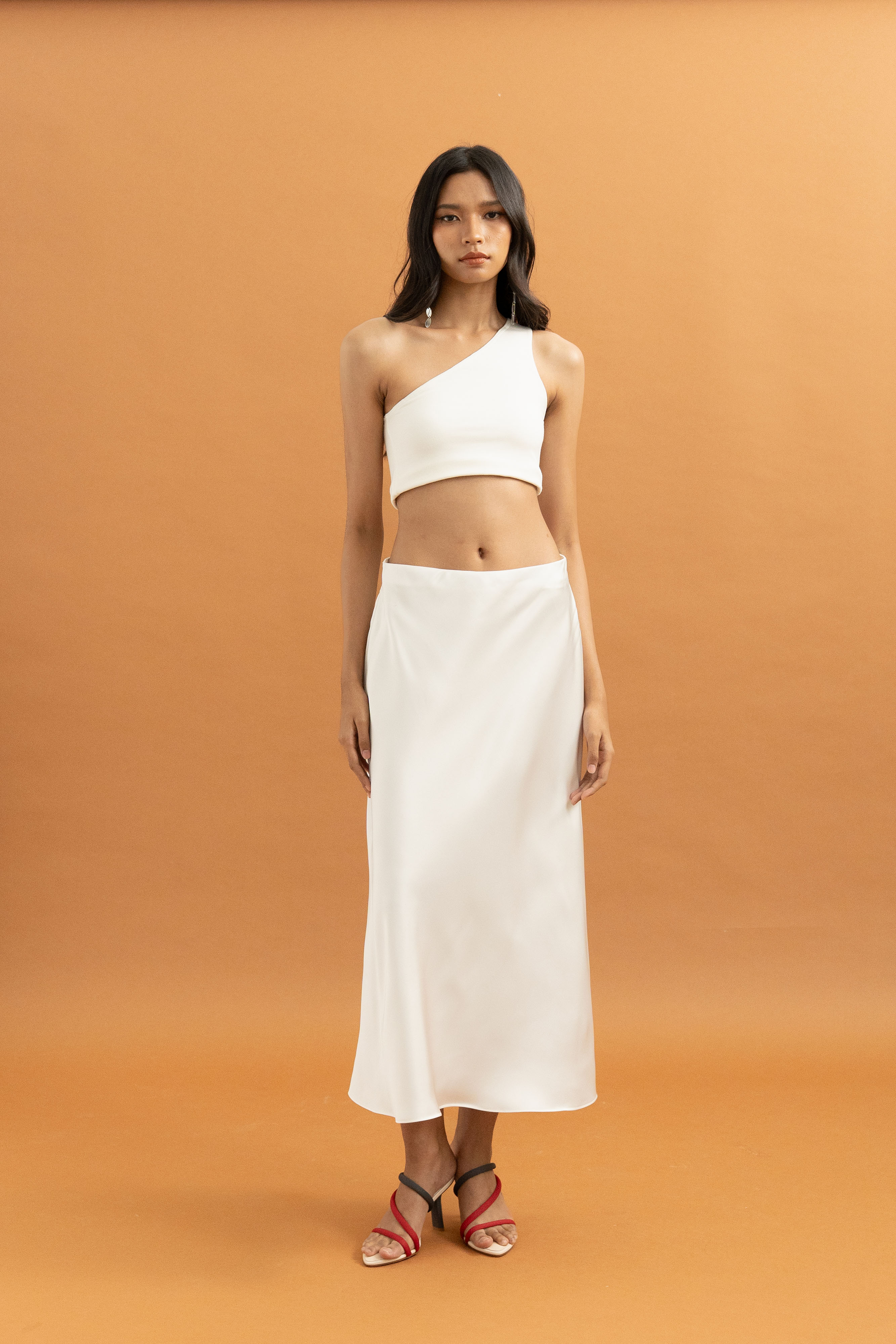 TM Asymmetric Crop Top in Buttermilk