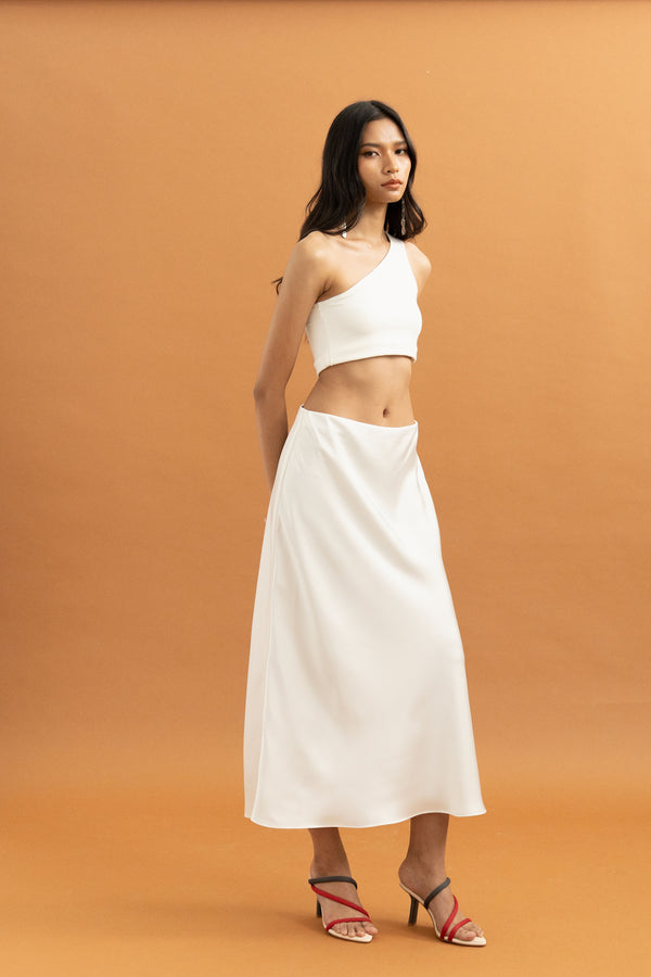 TM Satin Skirt in Buttermilk
