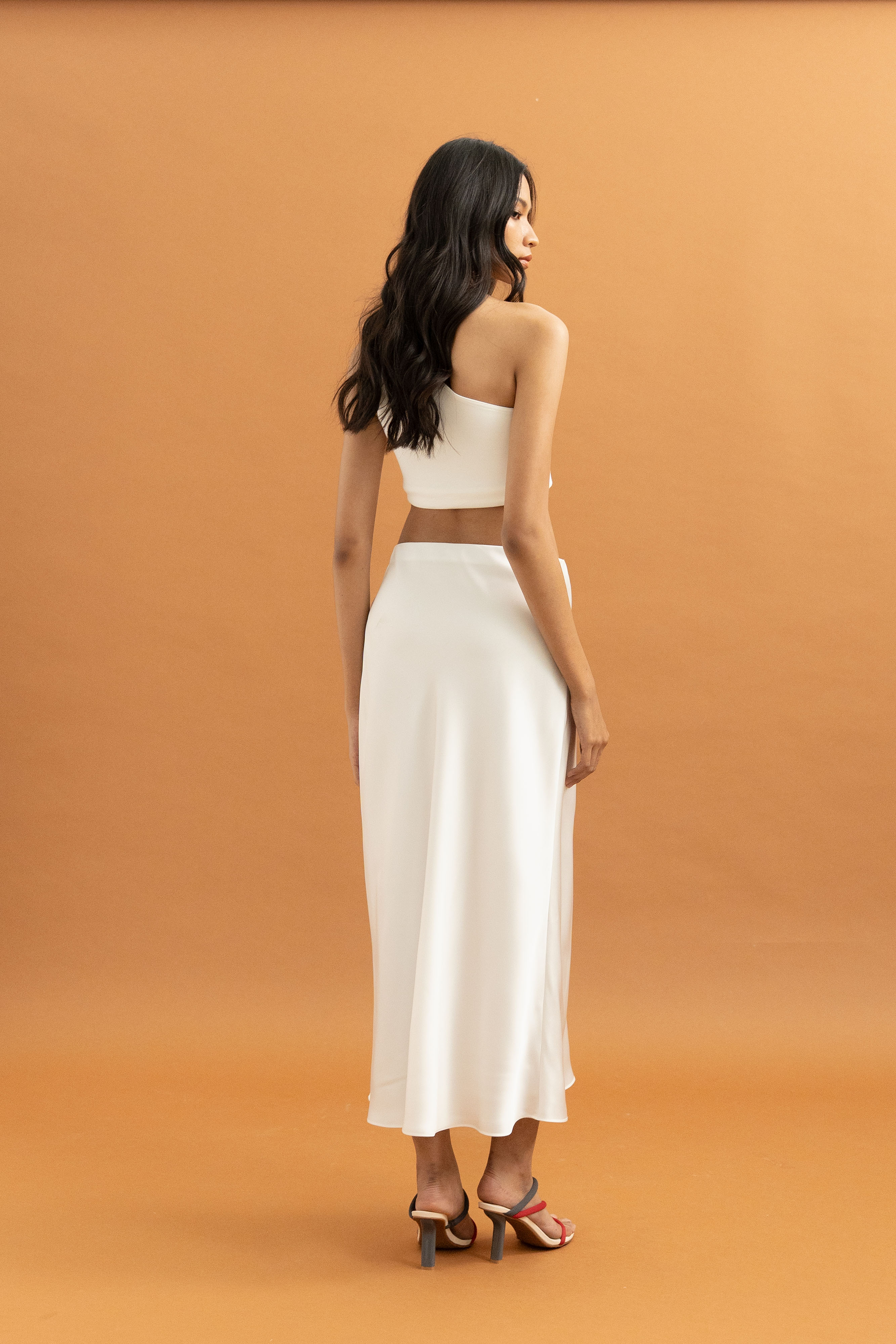 TM Satin Skirt in Buttermilk