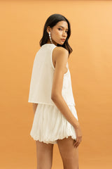 TM Puff Shorts in Buttermilk