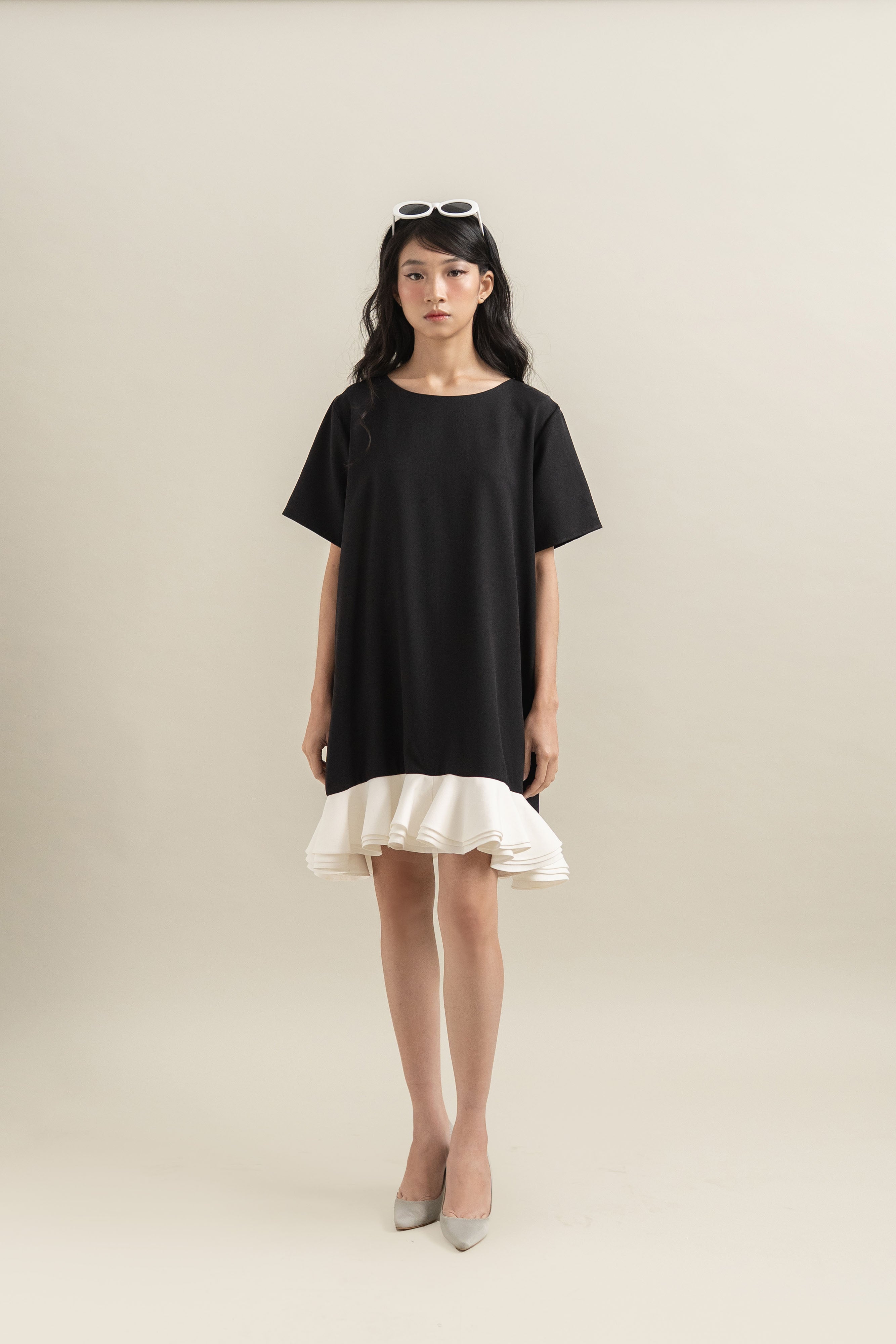 Bouquet Ruffle Dress in Licorice