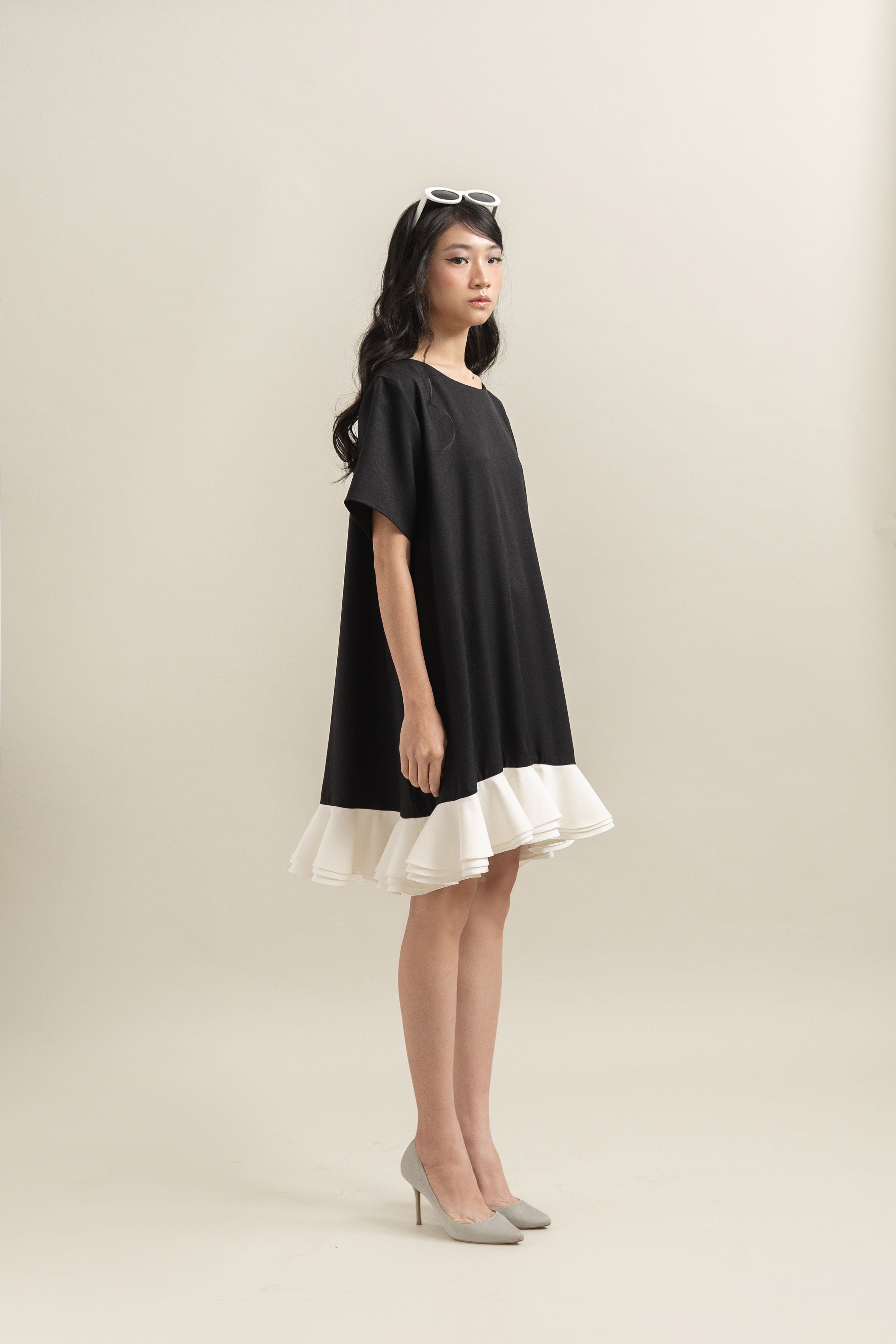 Bouquet Ruffle Dress in Licorice