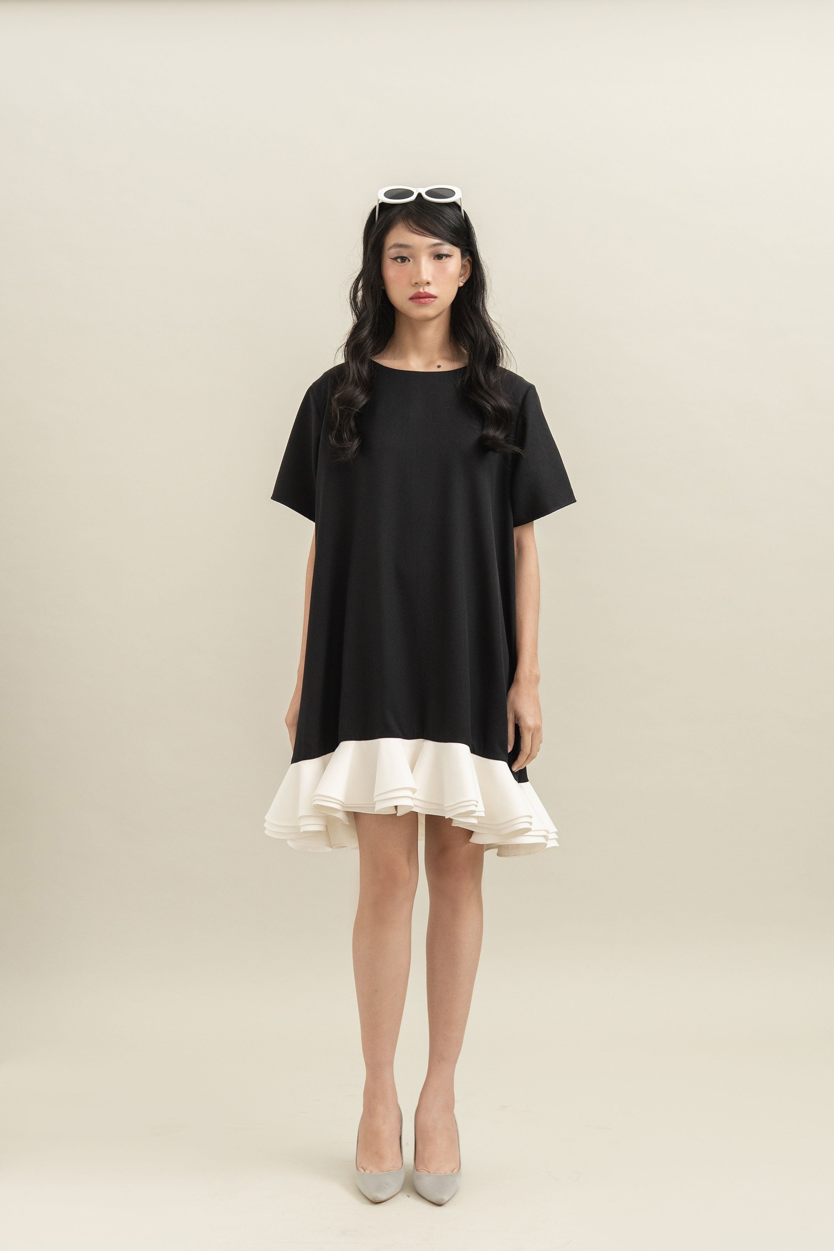 Bouquet Ruffle Dress in Licorice