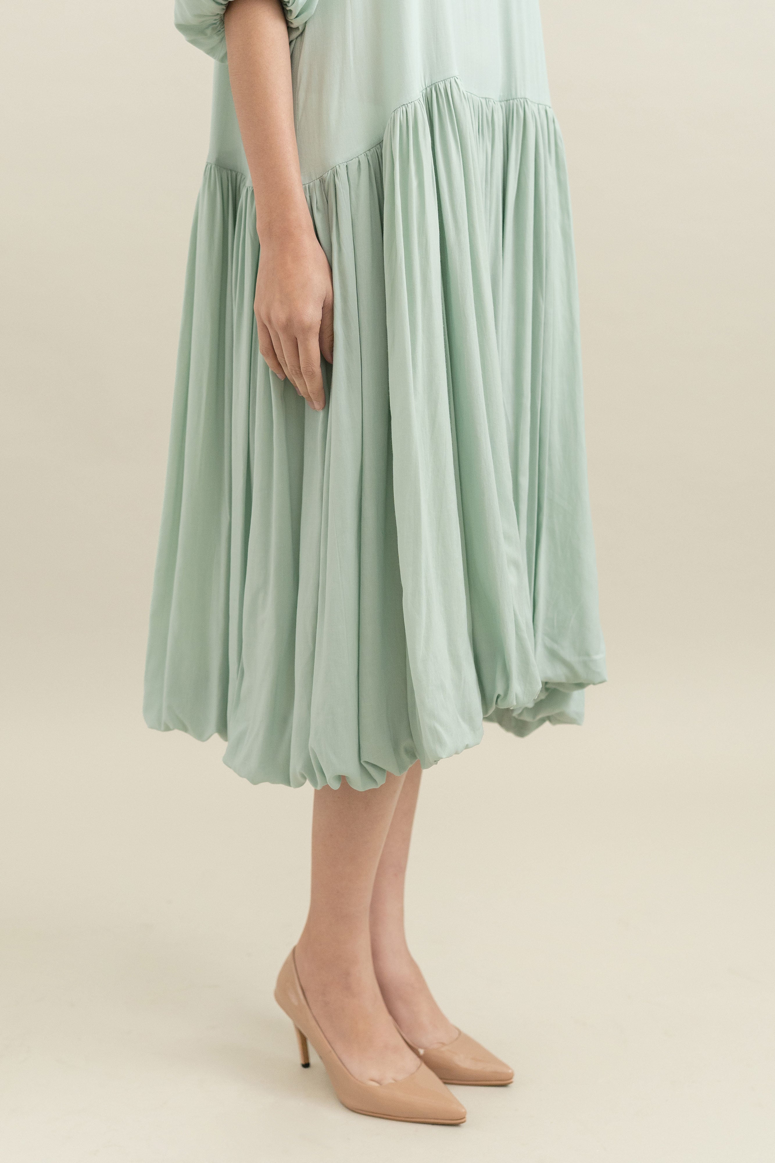 Bouquet Puff Dress in Mint