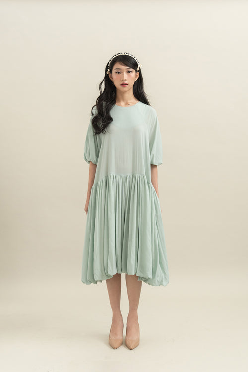 Bouquet Puff Dress in Mint