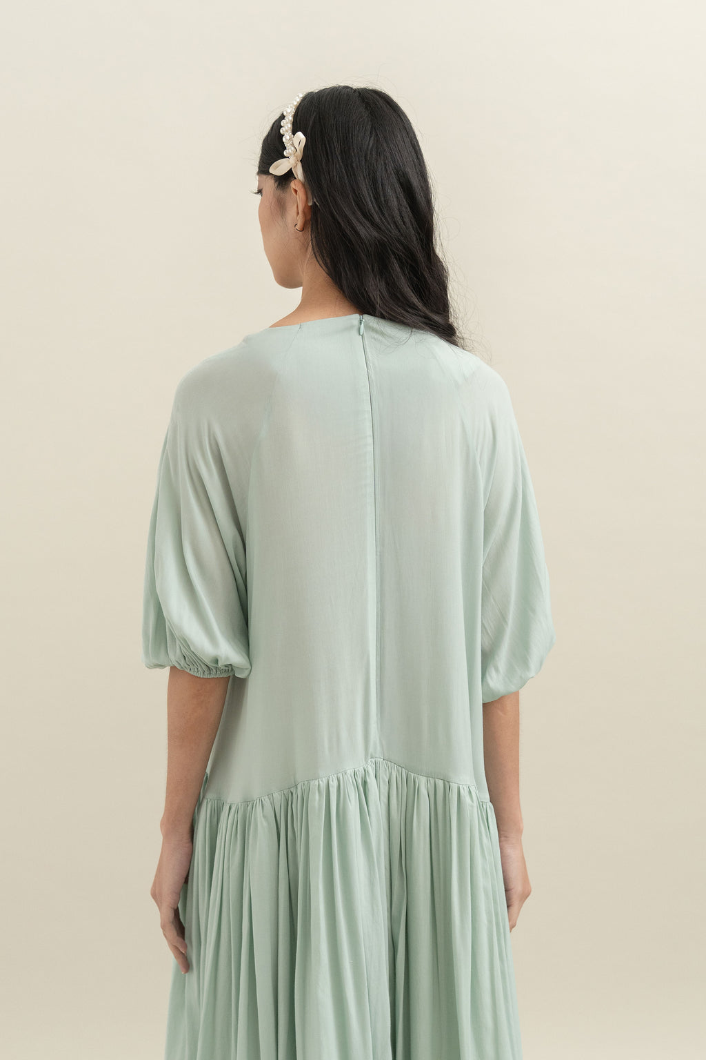 Bouquet Puff Dress in Mint