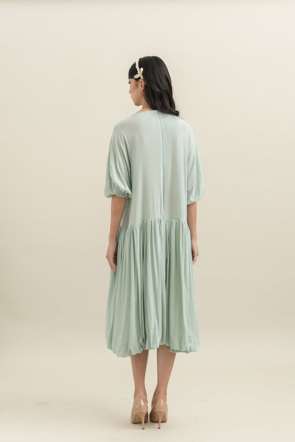 Bouquet Puff Dress in Mint