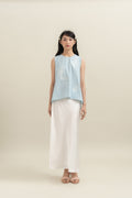Bouquet Ribbon Embroidery Top in Baby Blue