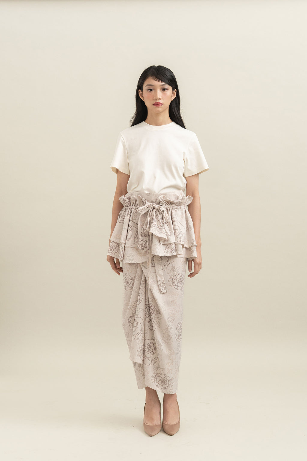 Bouquet Pattern Obi in Cream