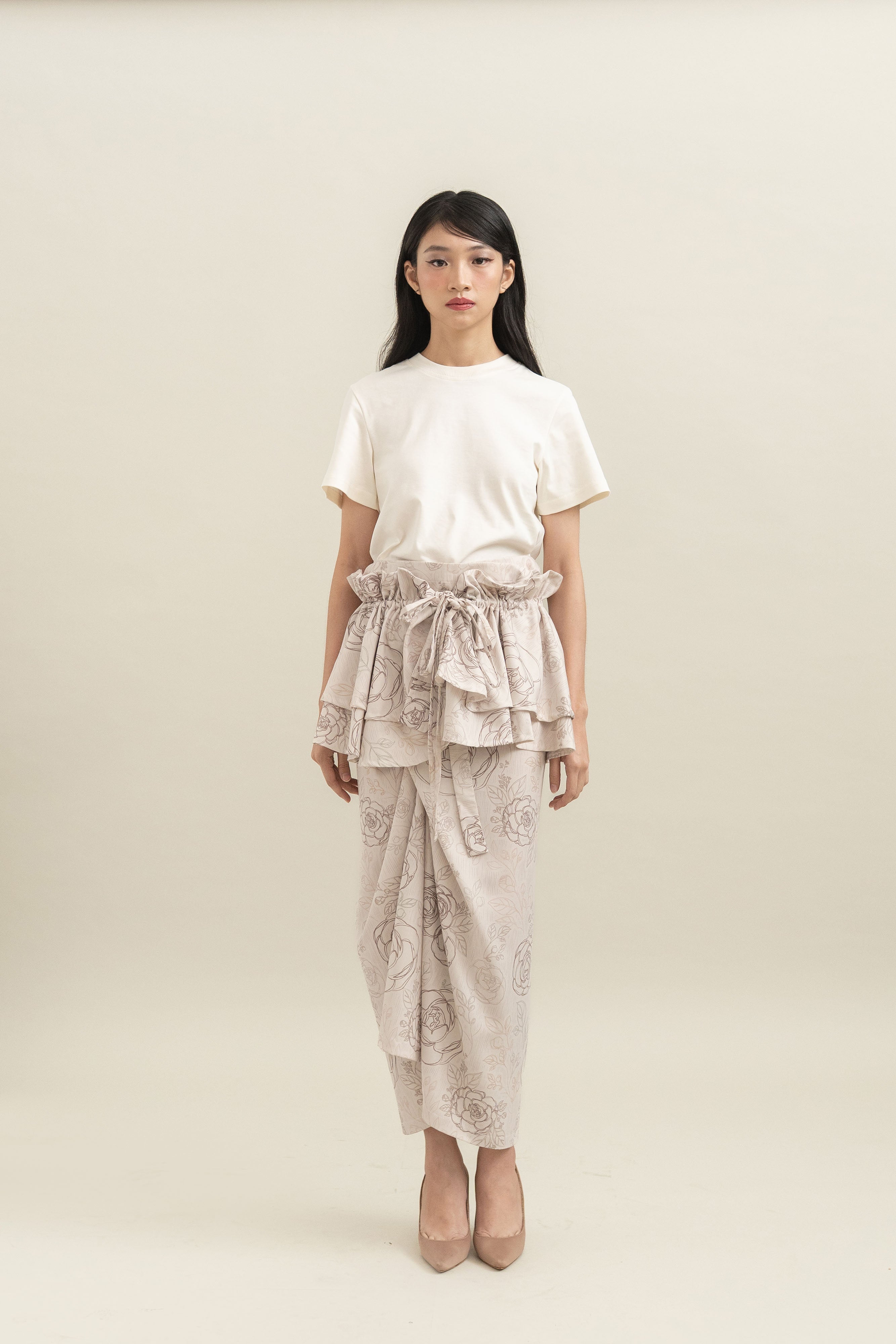 Bouquet Pattern Obi in Cream
