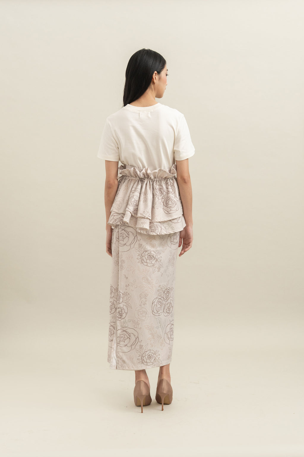 Bouquet Pattern Obi in Cream