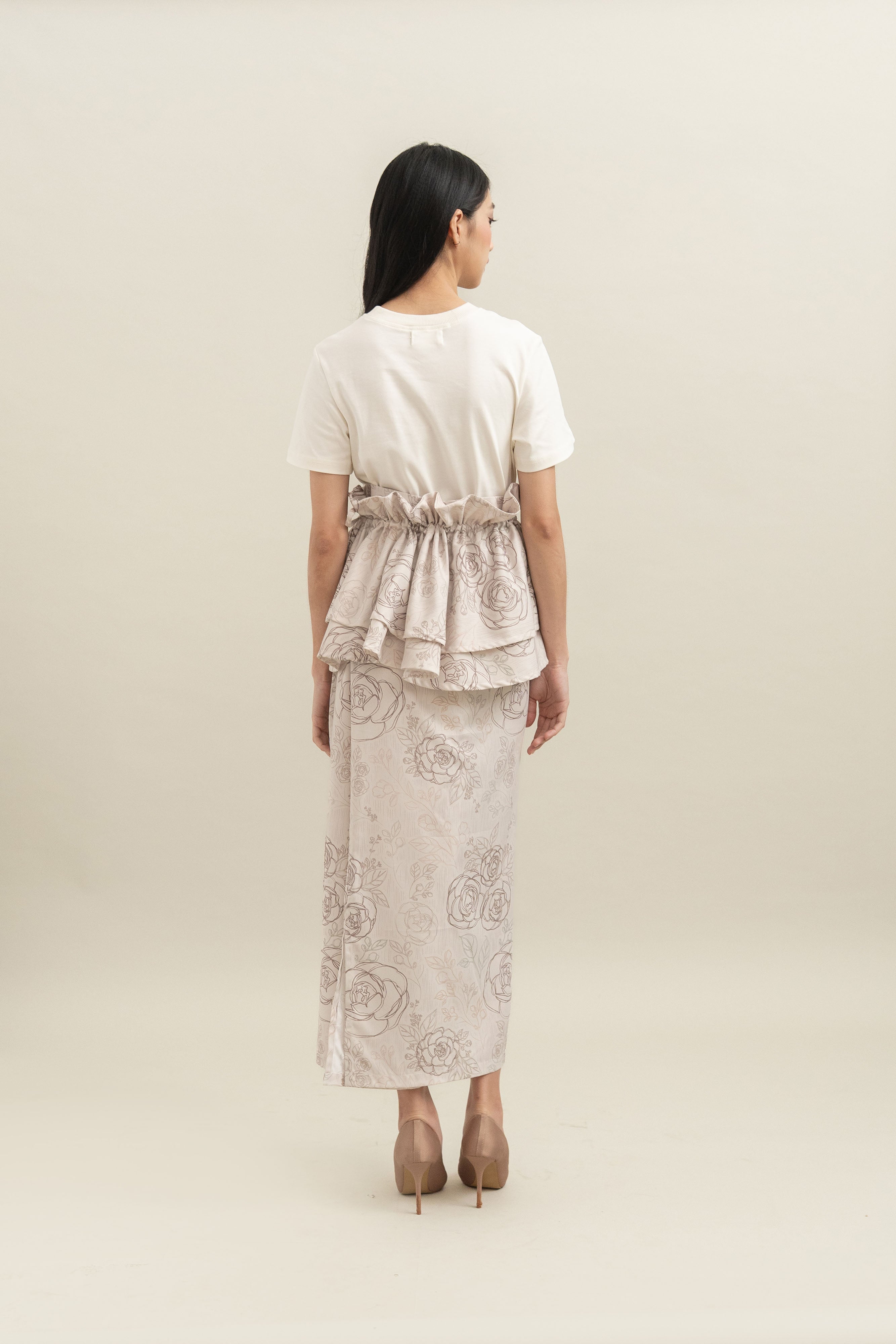Bouquet Pattern Obi in Cream