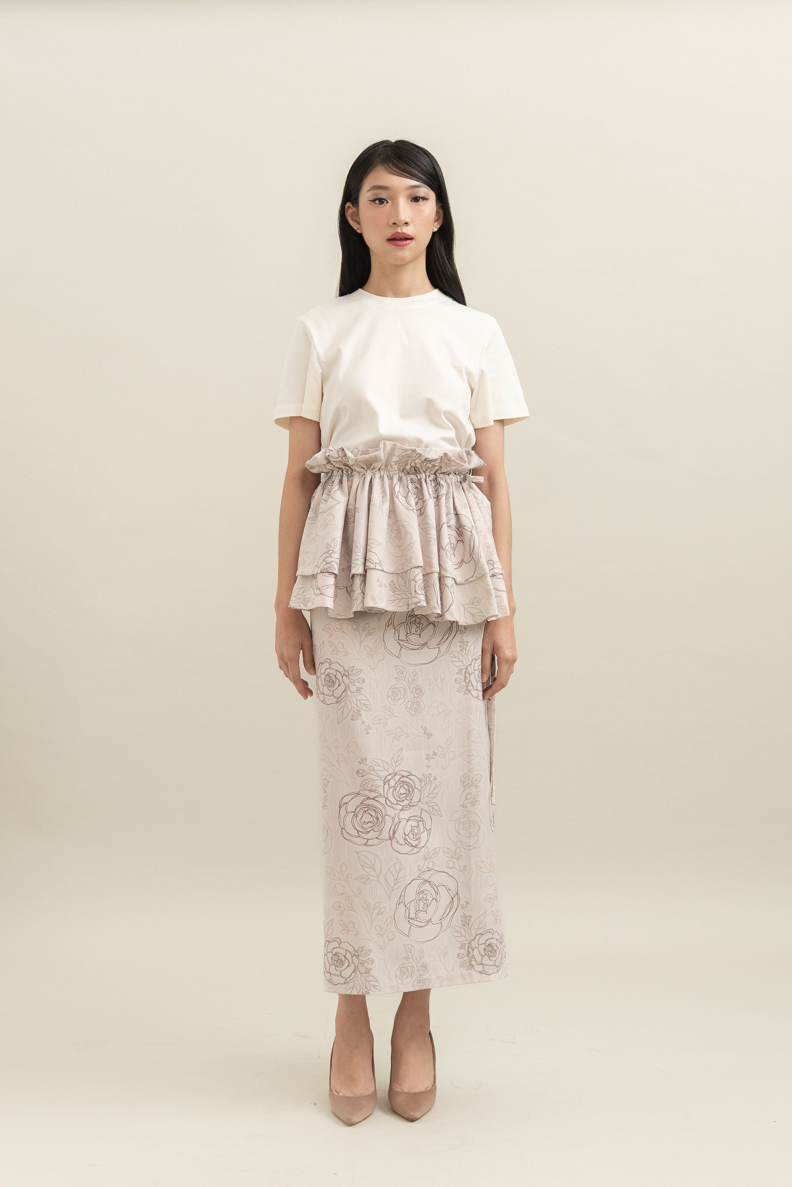 Bouquet Pattern Obi in Cream