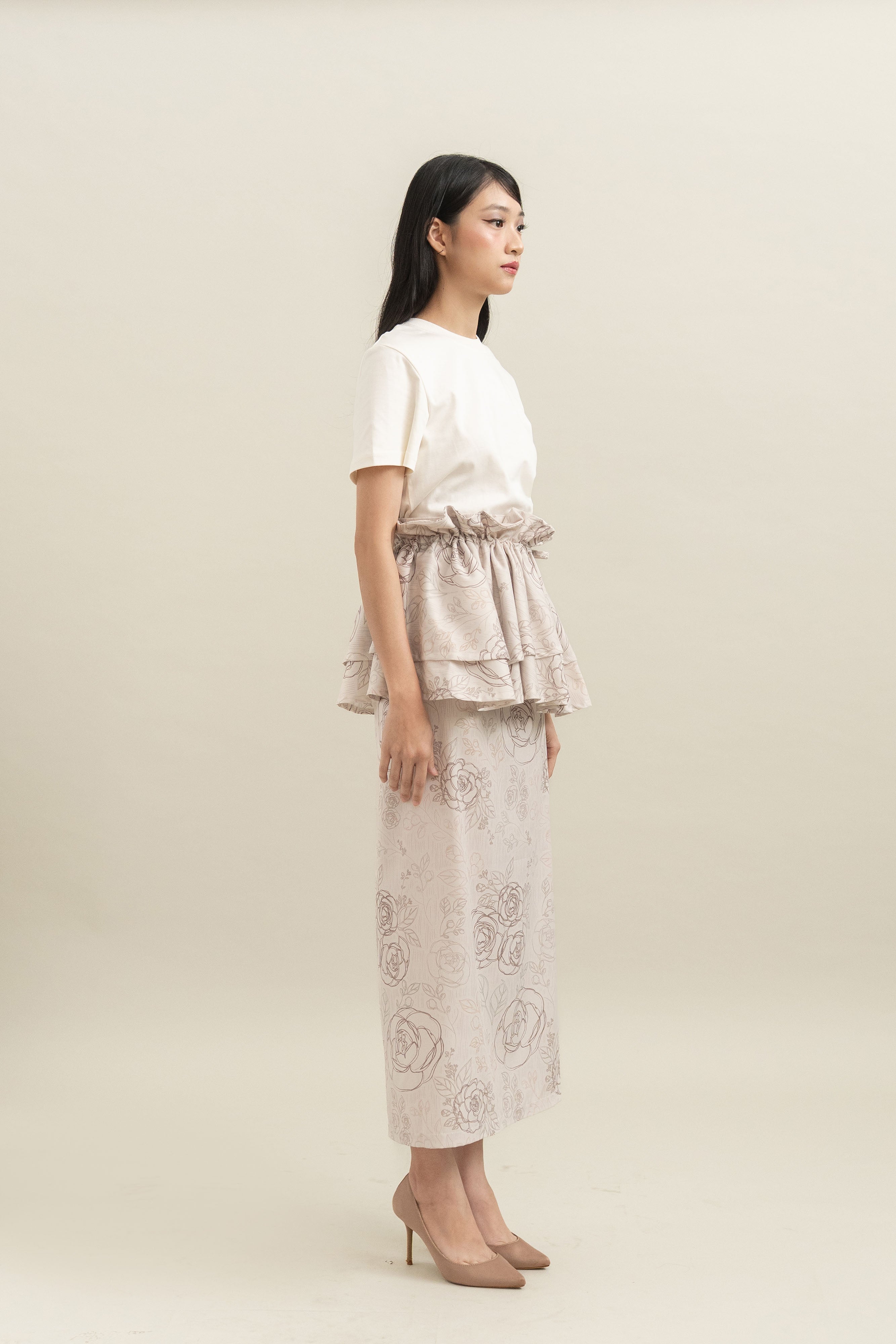 Bouquet Pattern Obi in Cream