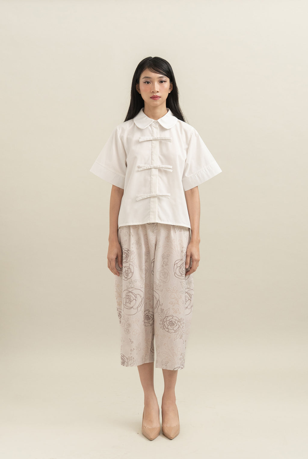 Bouquet Ribbon Shirt in Buttermilk