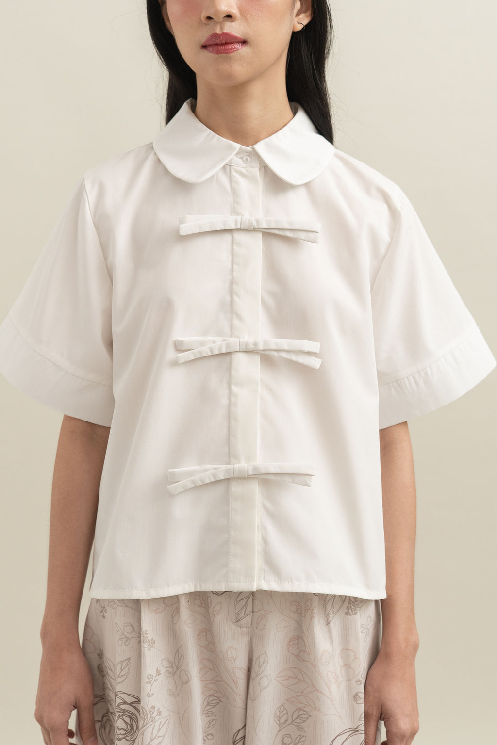 Bouquet Ribbon Shirt in Buttermilk