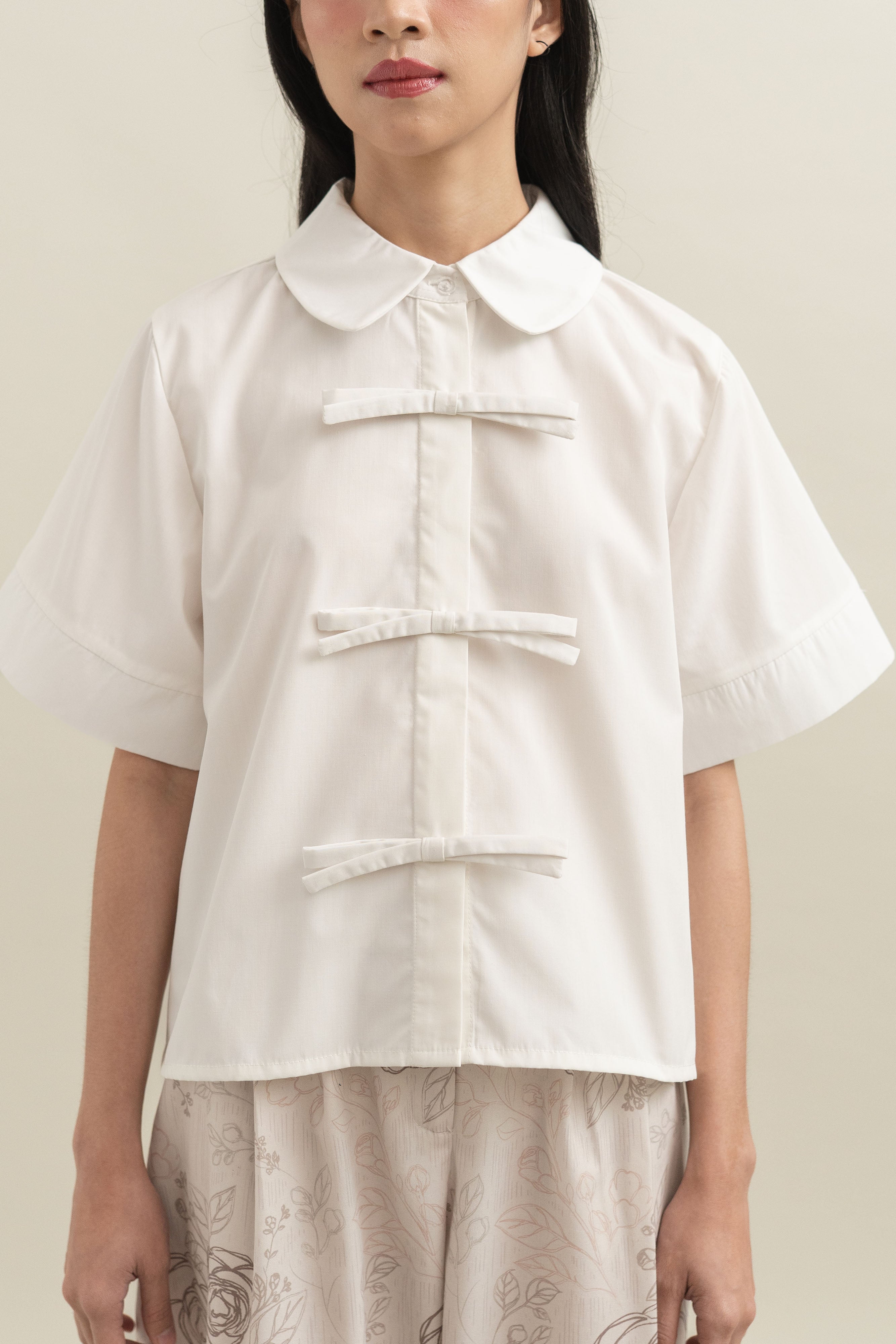 Bouquet Ribbon Shirt in Buttermilk