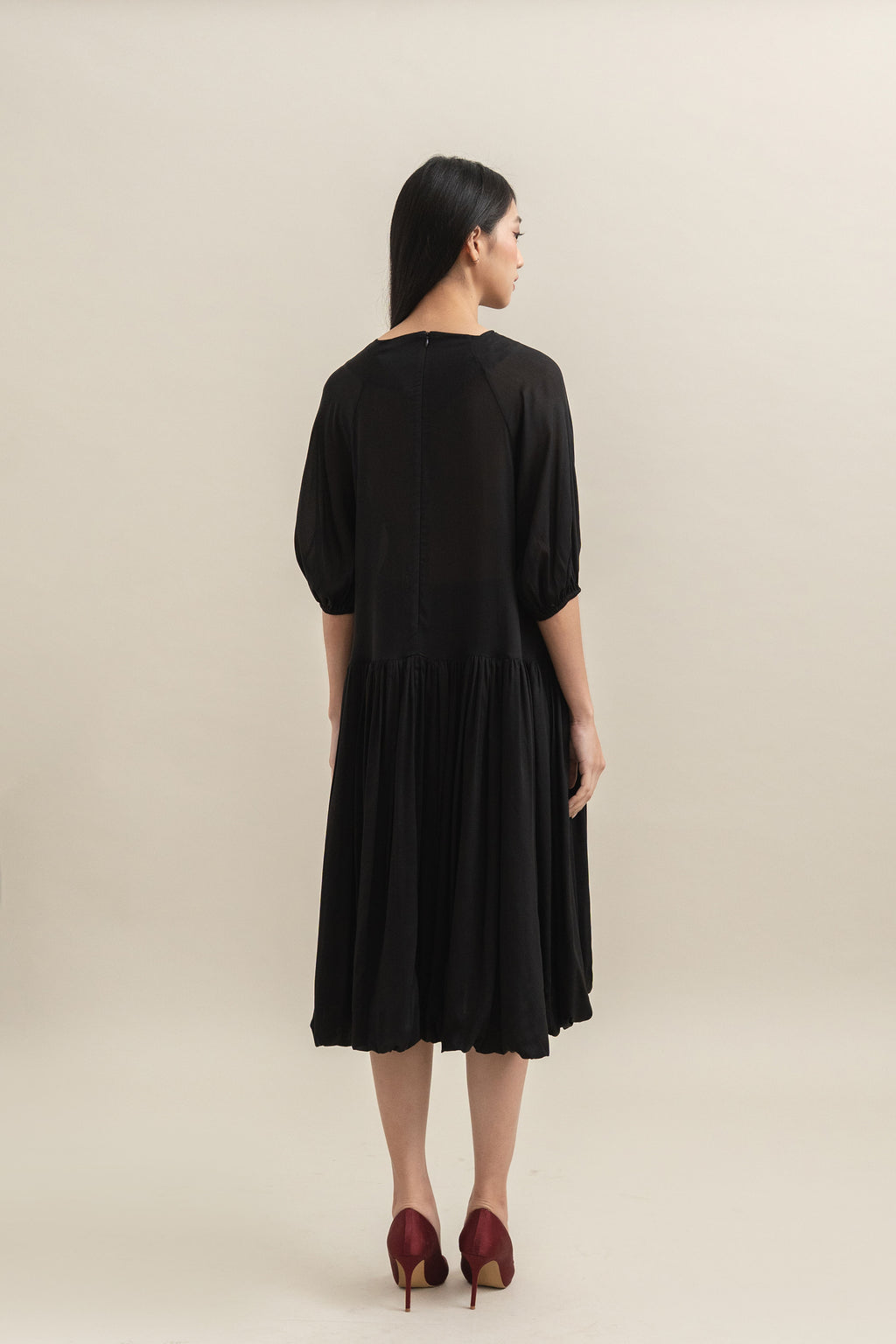 Bouquet Puff Dress in Licorice