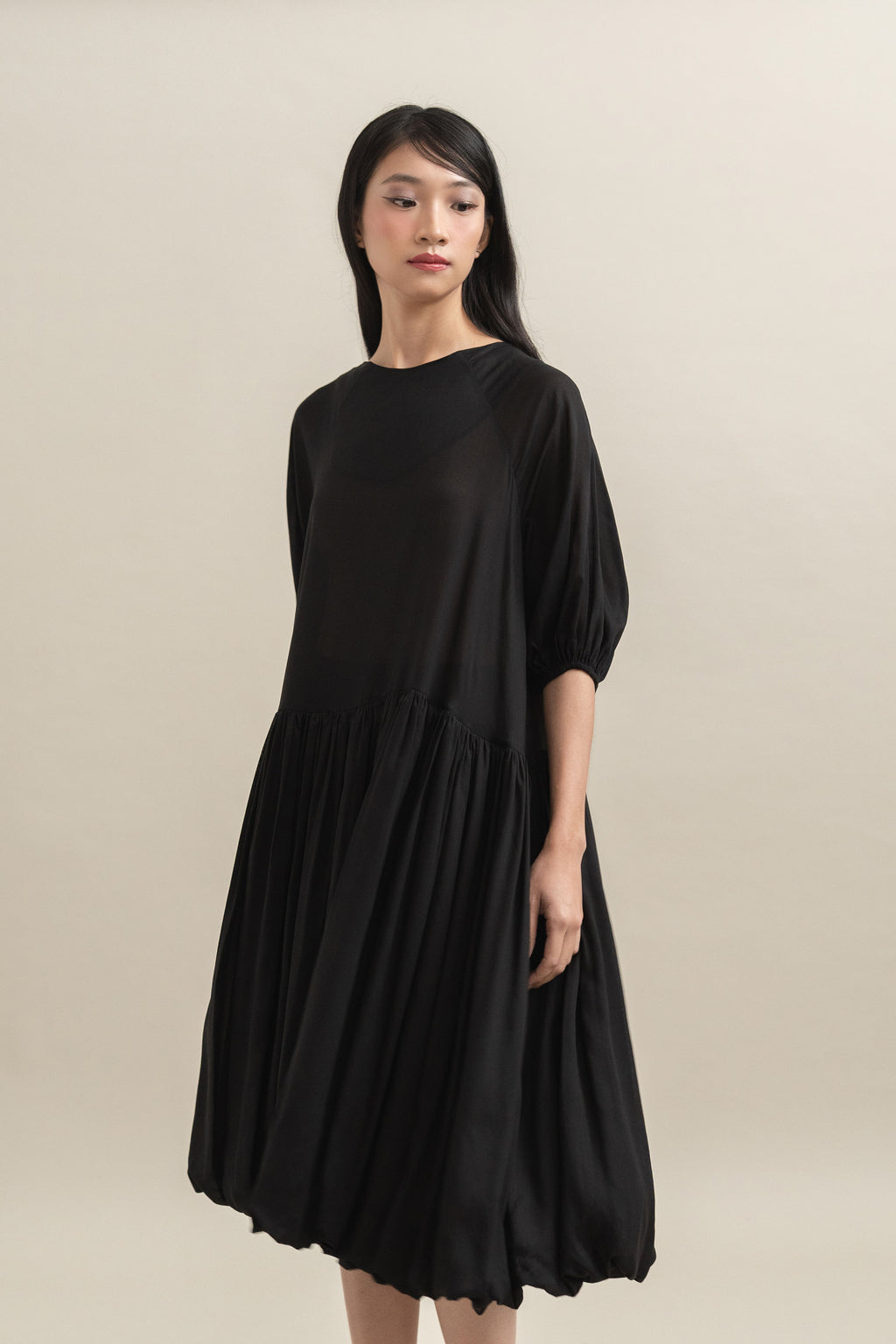 Bouquet Puff Dress in Licorice