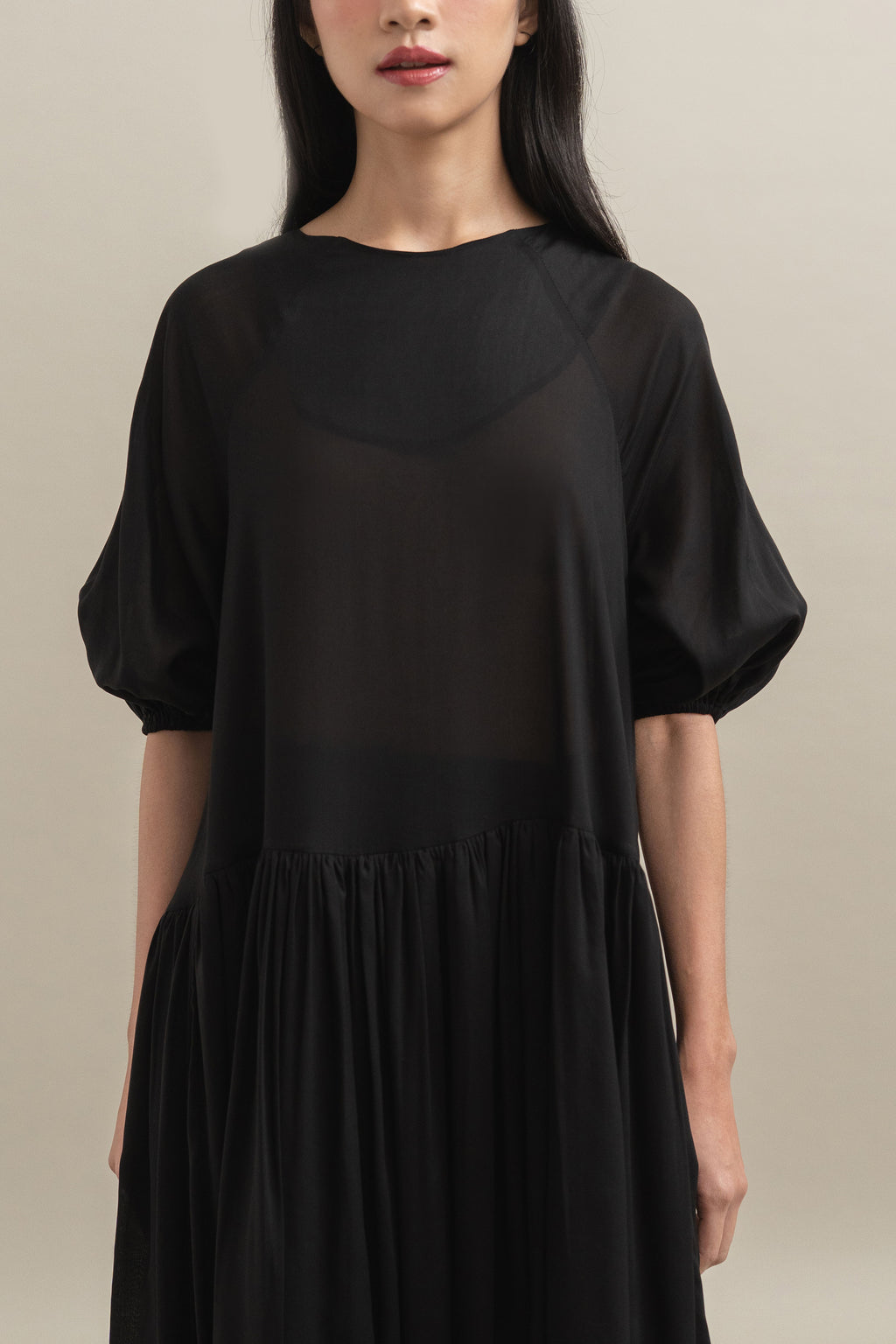Bouquet Puff Dress in Licorice