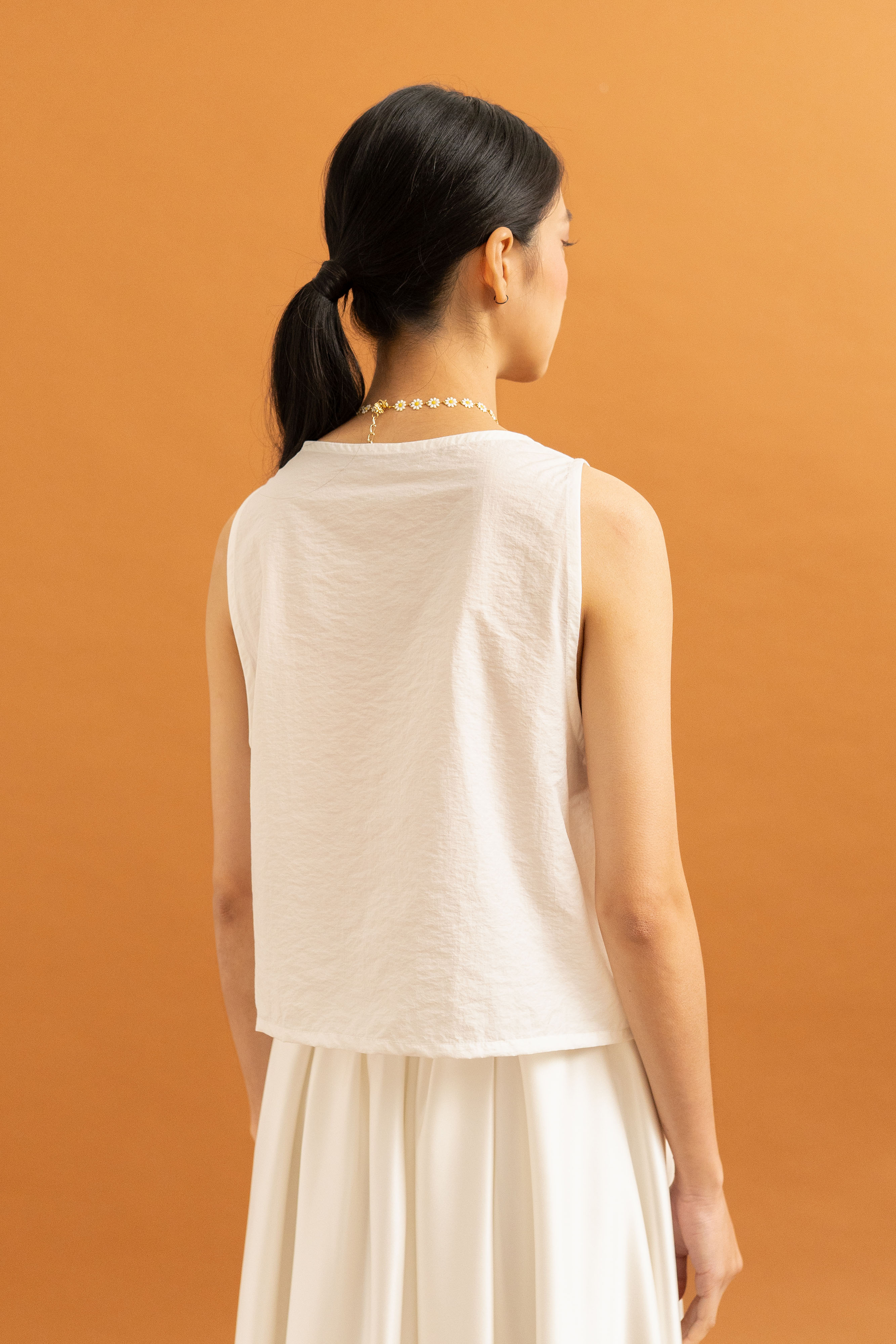 TM Embroidery Bloom Vest in Buttermilk