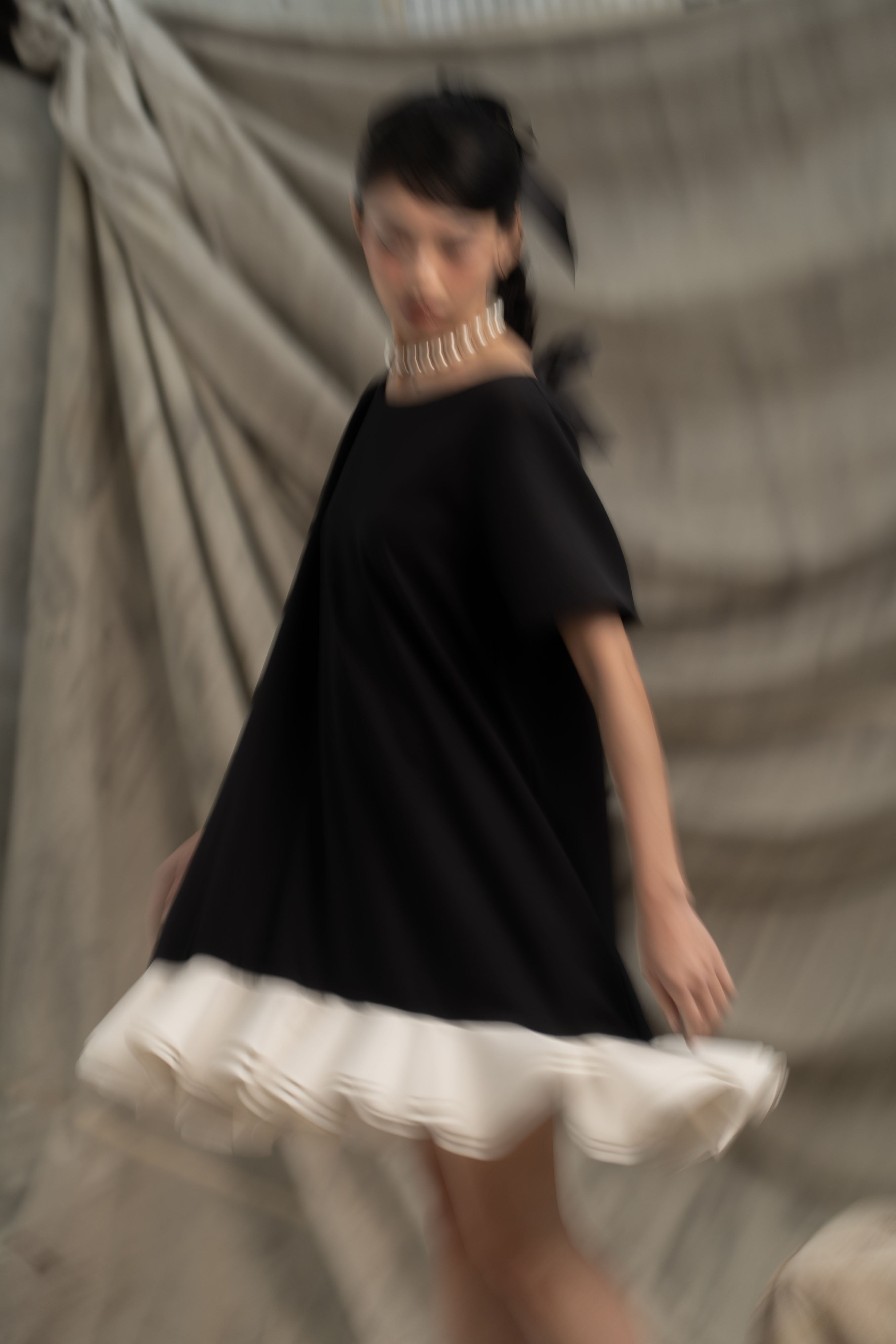 Bouquet Ruffle Dress in Licorice
