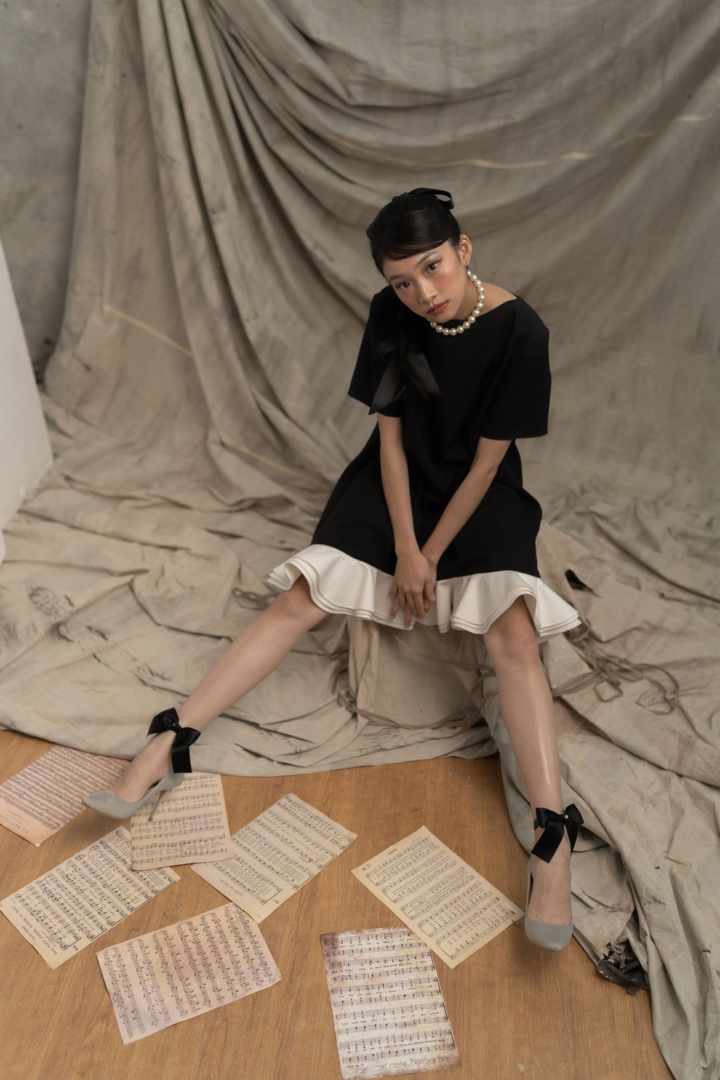 Bouquet Ruffle Dress in Licorice